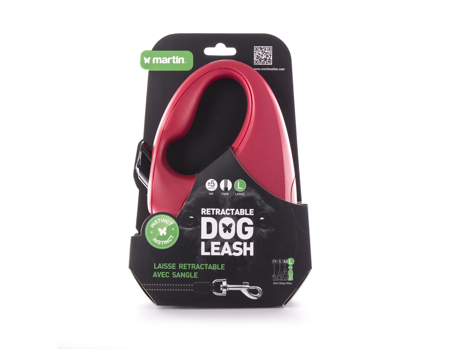 Laisse MARTIN SELLIER Instinct sangle L 5m rouge