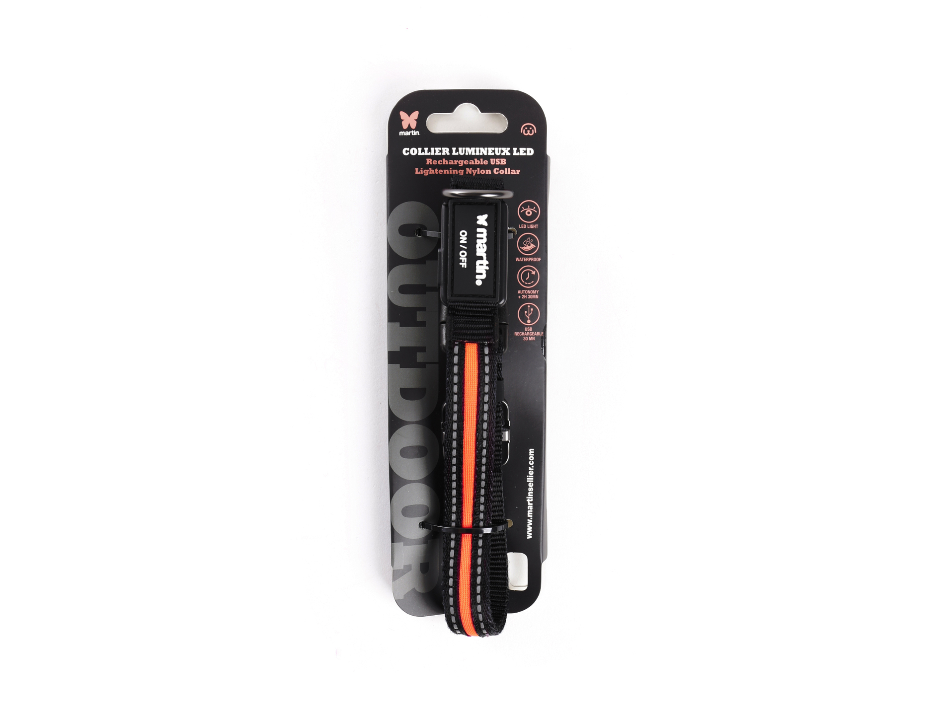 Collier lumineux MARTIN SELLIER nylon 1.9x35-40 orange