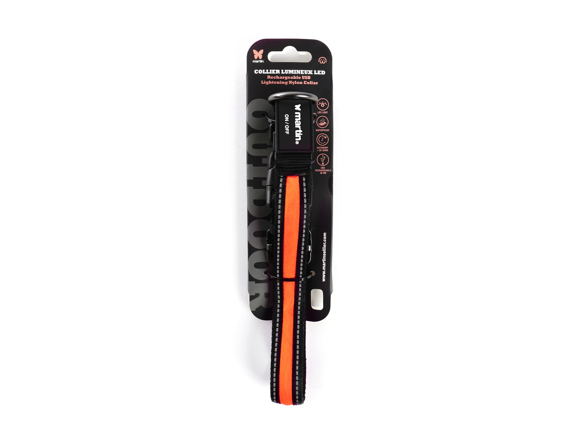 Collier lumineux MARTIN SELLIER nylon 2.5x36-51 orange