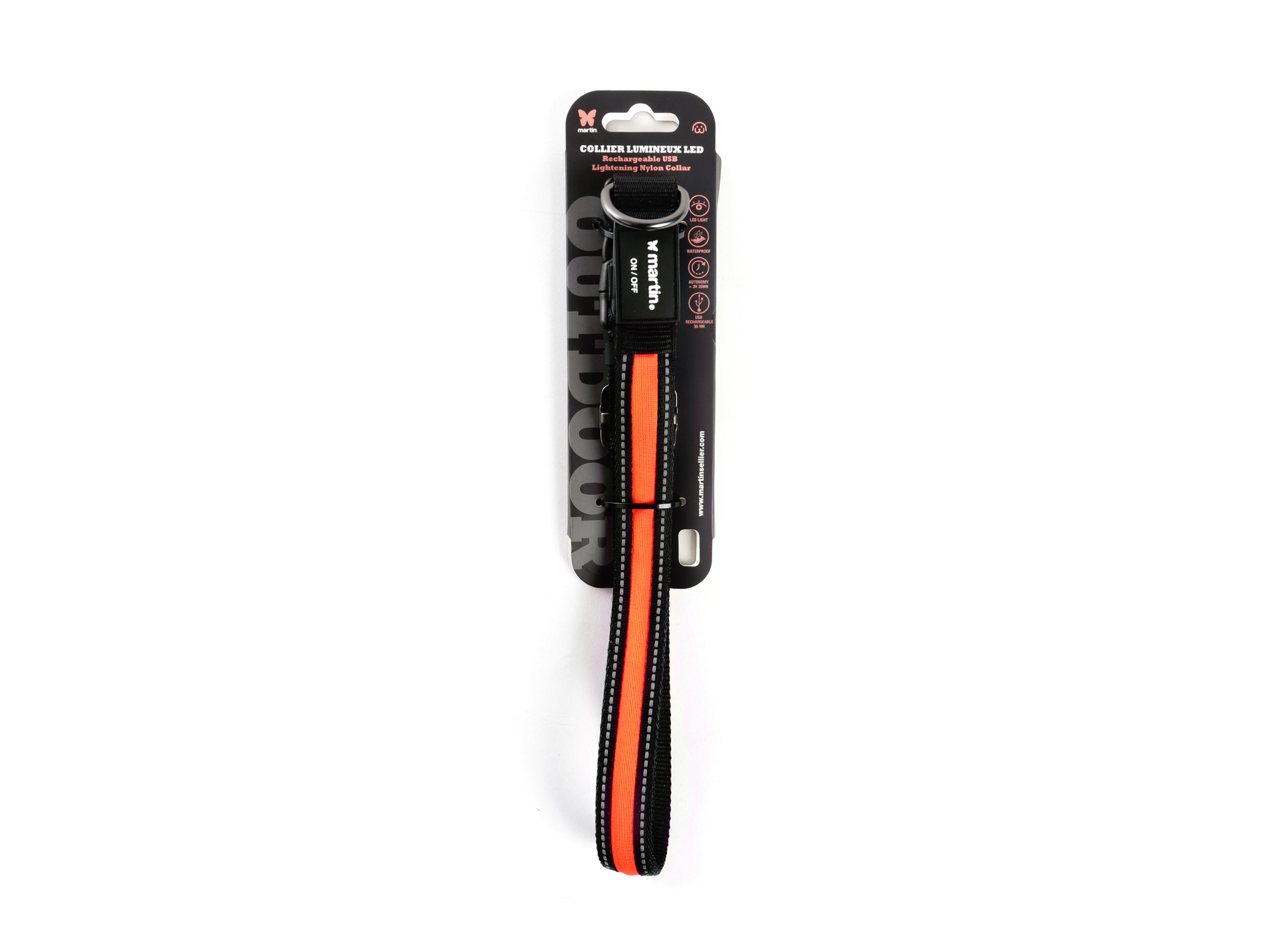 Collier lumineux MARTIN SELLIER nylon 2.5x45-63 orange