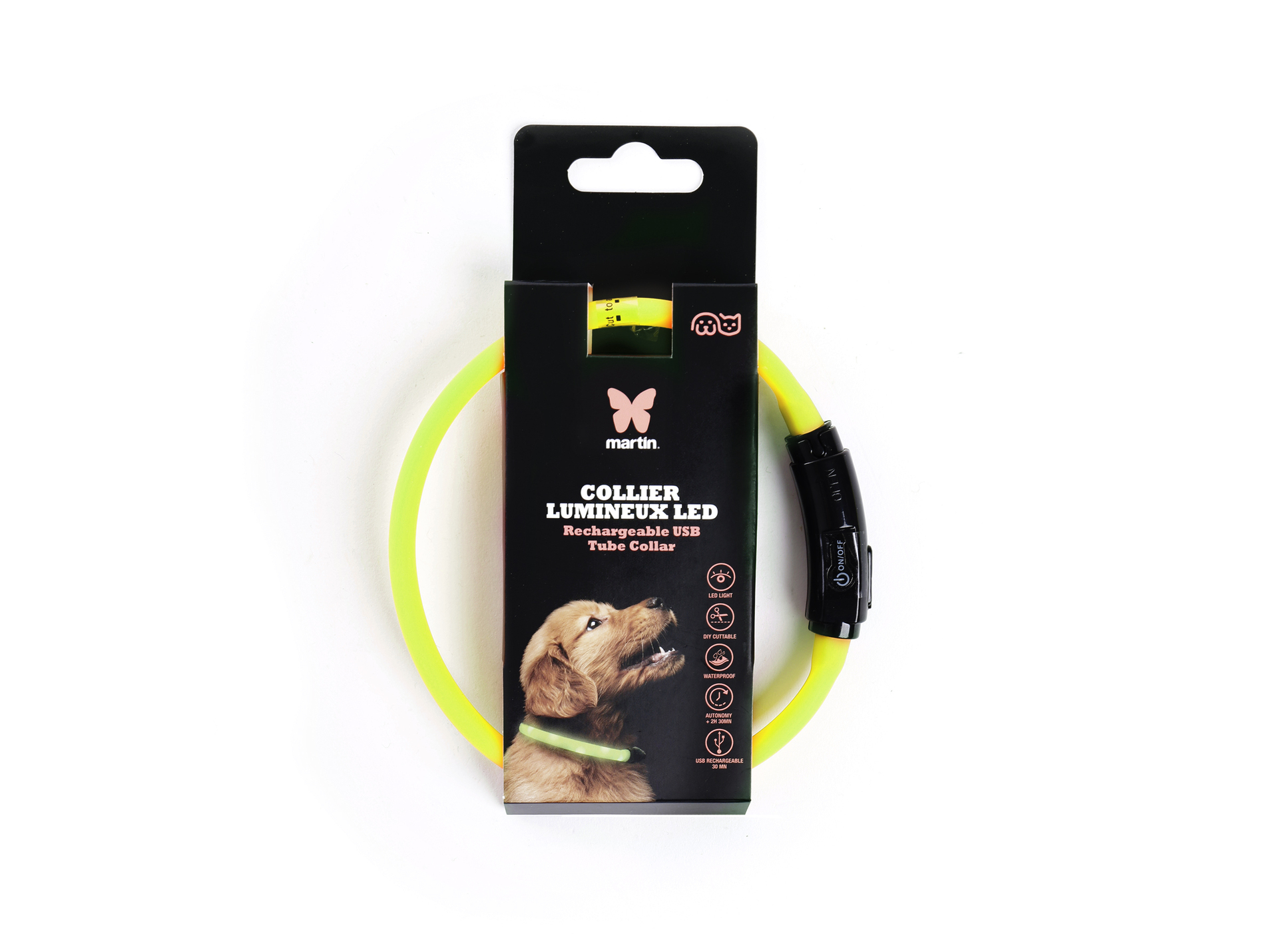 Collier MARTIN SELLIER tube LED 0.7x35cm jaune