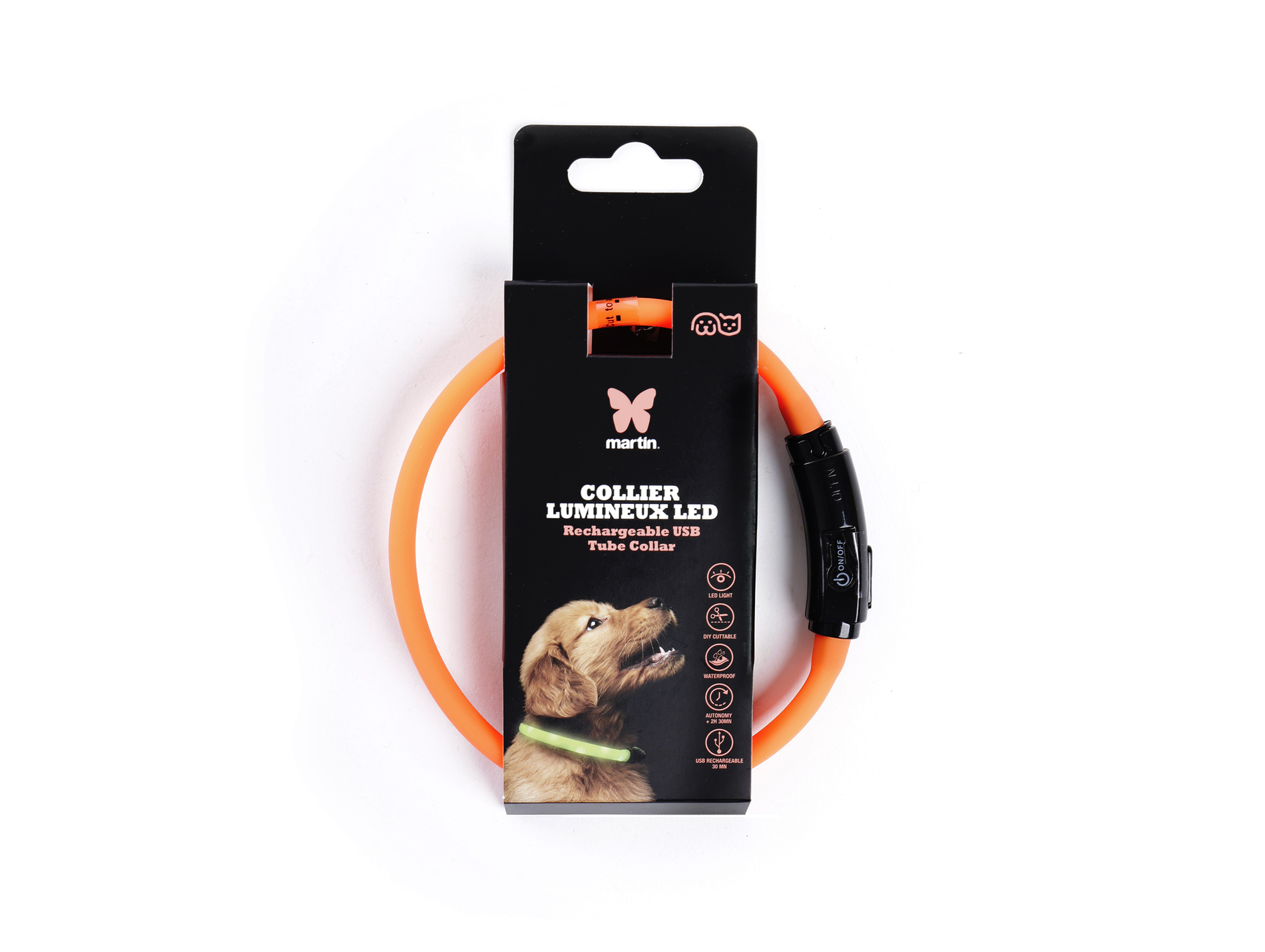 Collier MARTIN SELLIER tube LED 0.7x35cm orange