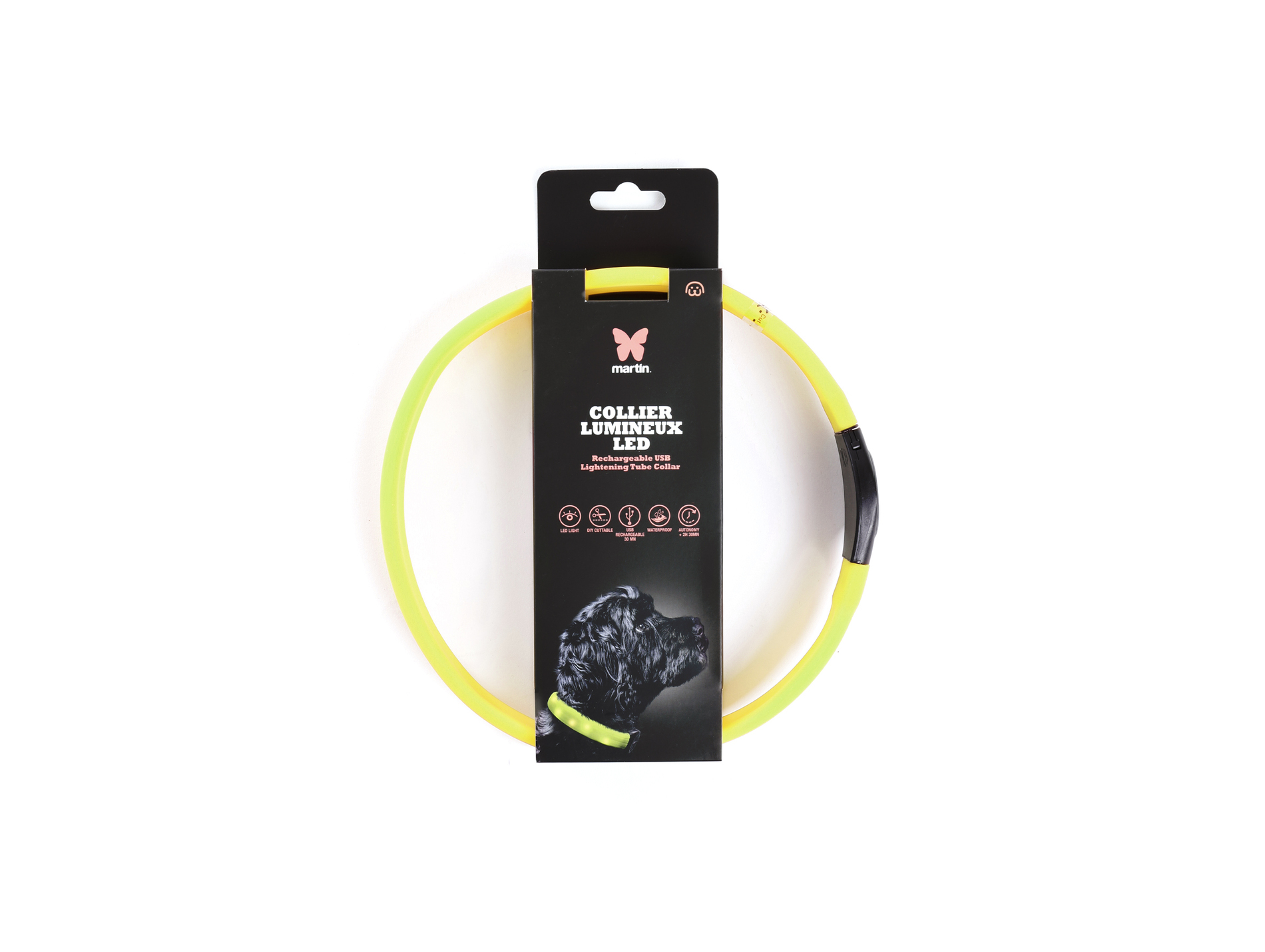 Collier MARTIN SELLIER tube plat LED 2.5x65cm jaune
