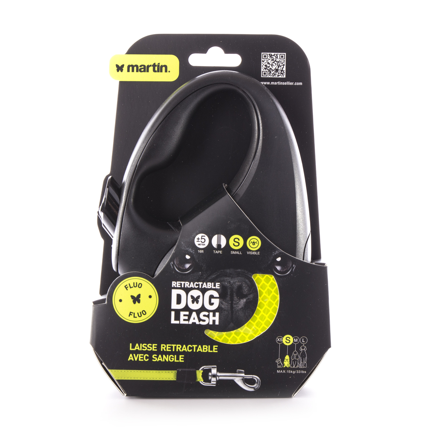 Laisse MARTIN SELLIER Fluo sangle S 5m jaune