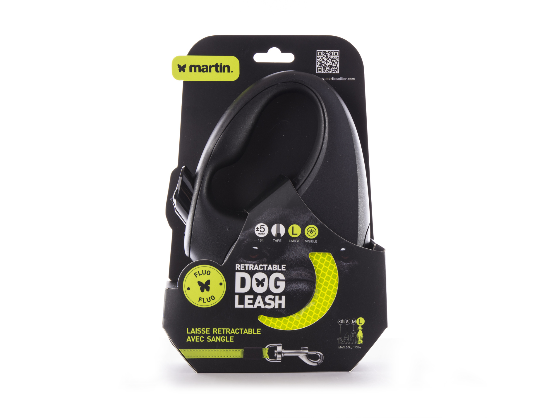 Laisse MARTIN SELLIER Fluo sangle L 5m jaune