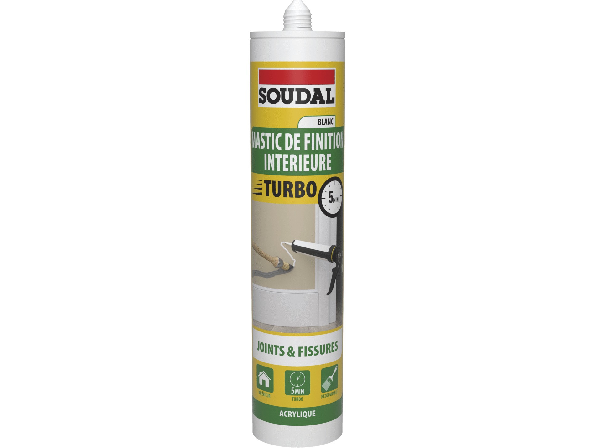 Mastic finition SOUDAL Turbo 290ml blanc