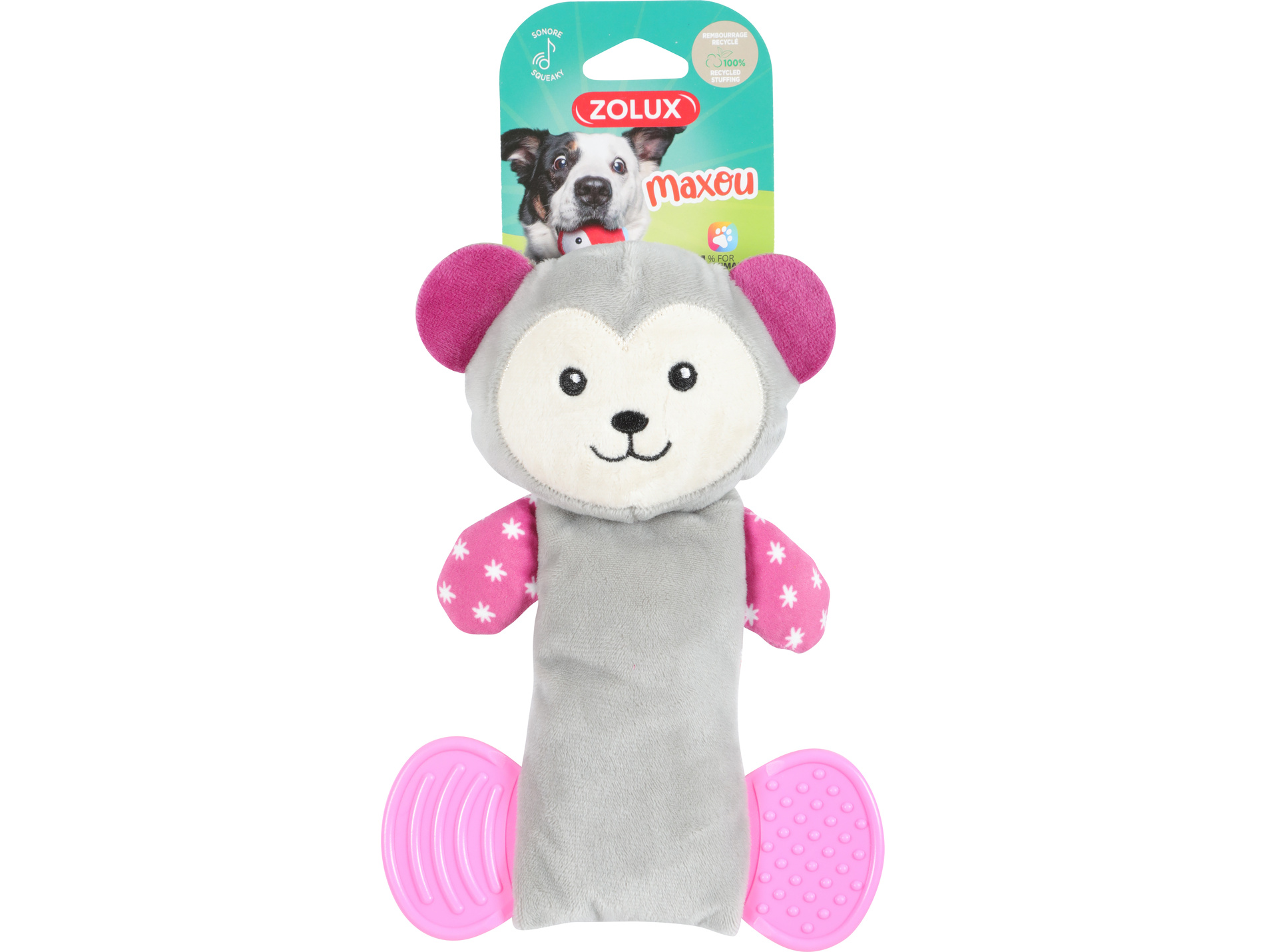 Jouet chien ZOLUX peluche Maxou Dental gris