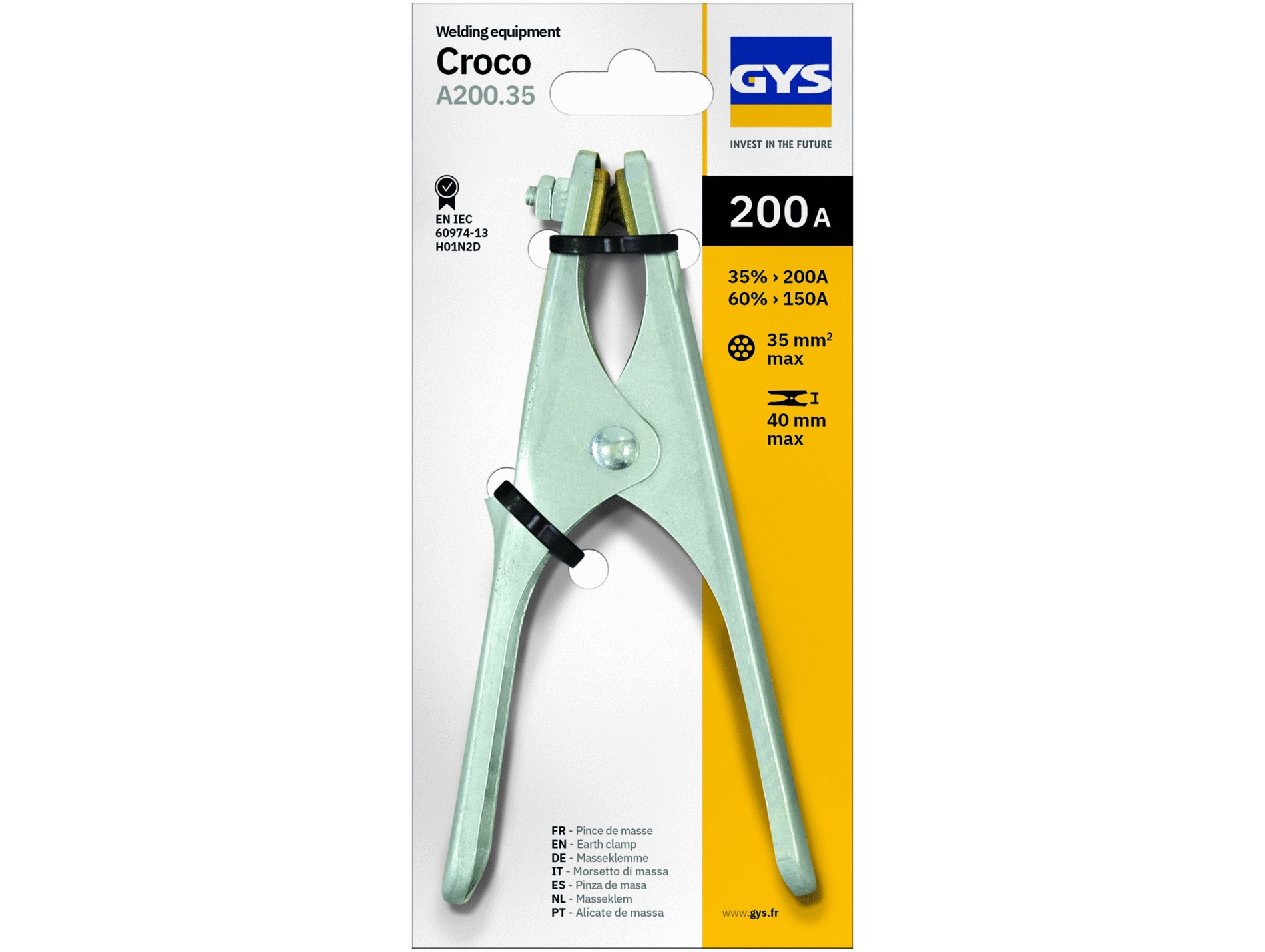 Pince de masse croco 200A / 35 mm²