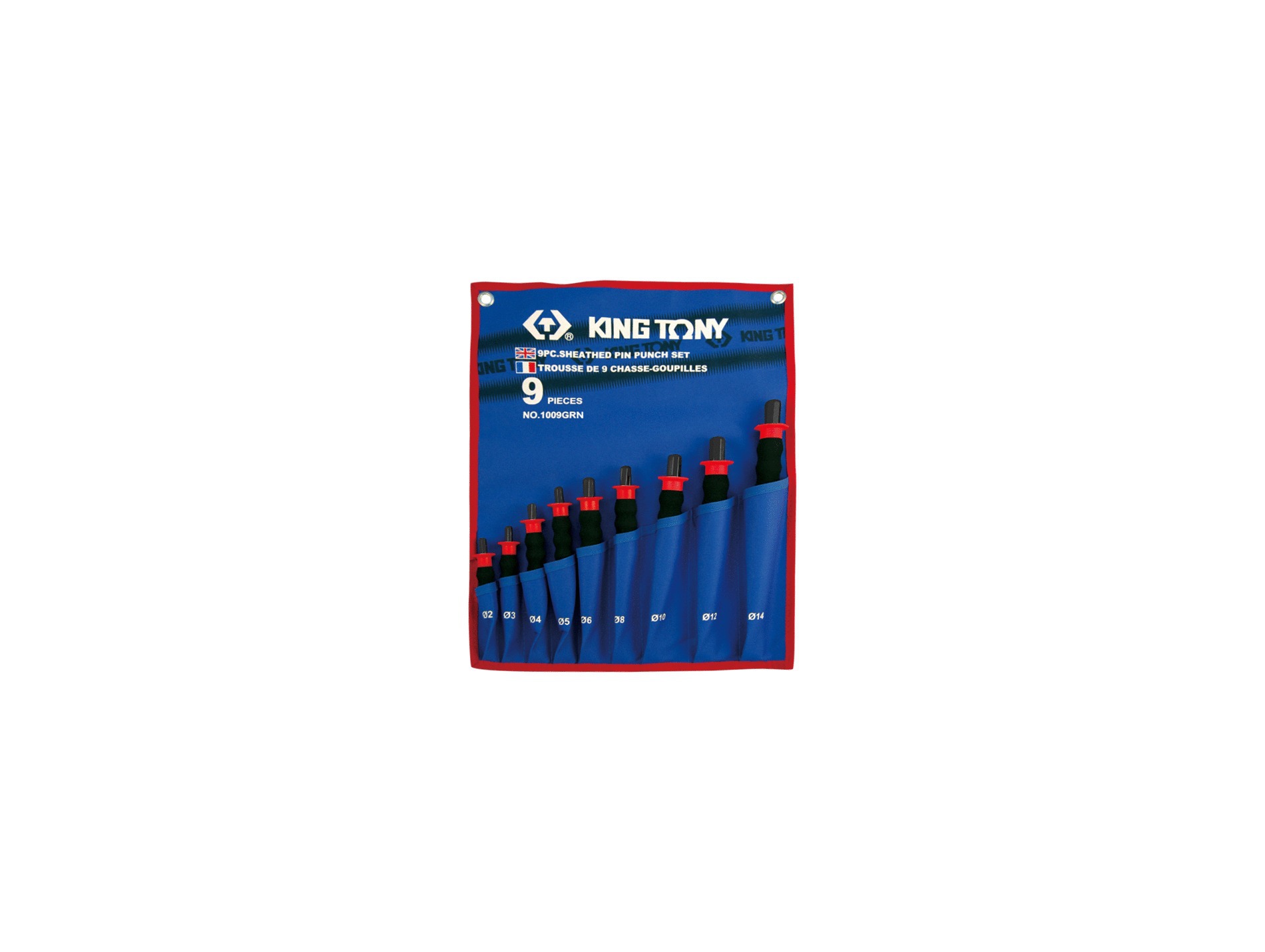Jeu de 9 chasse-goupilles gainés KING TONY avec trousse