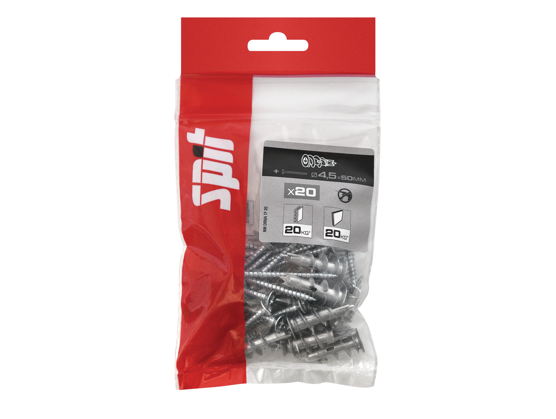 Cheville autoforeuse SPIT Driva avec vis TF 4/5 x 50 mm x20