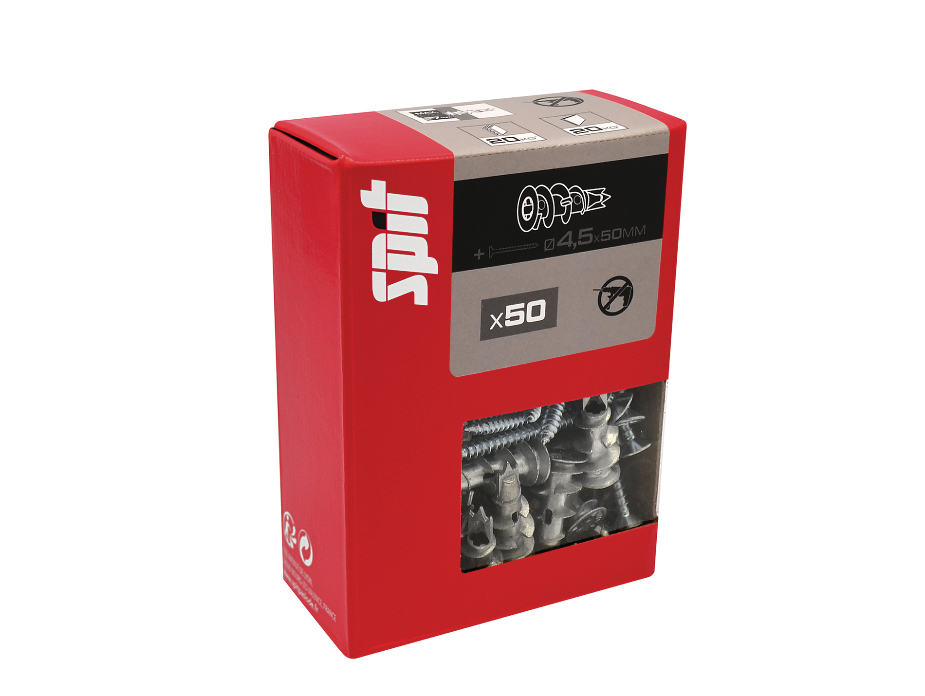 Cheville autoforeuse SPIT Driva avec vis TF 4/5 x 50 mm x50