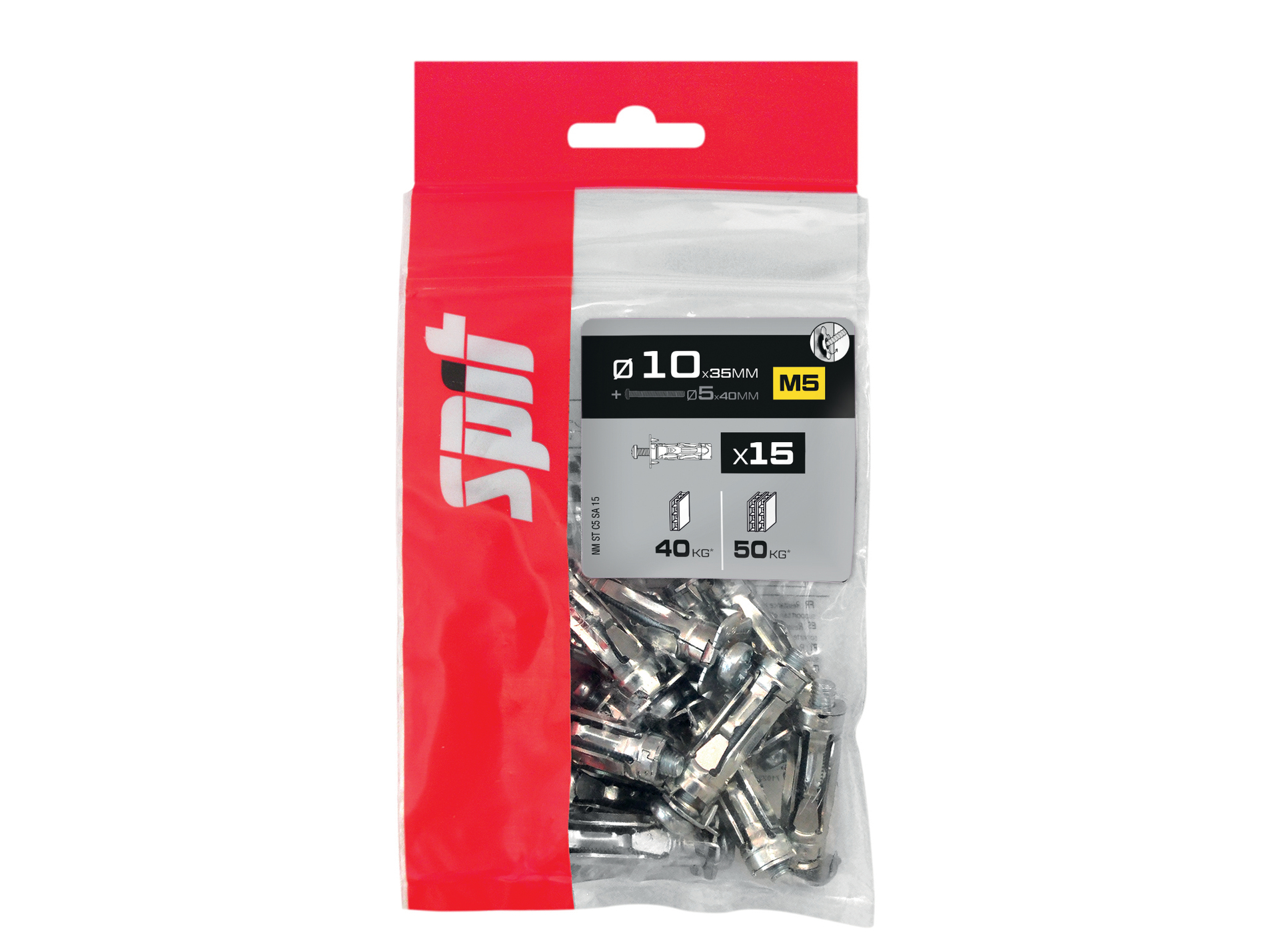 Cheville métal SPIT Stellix 10x35mm avec TR 5x40mm x15