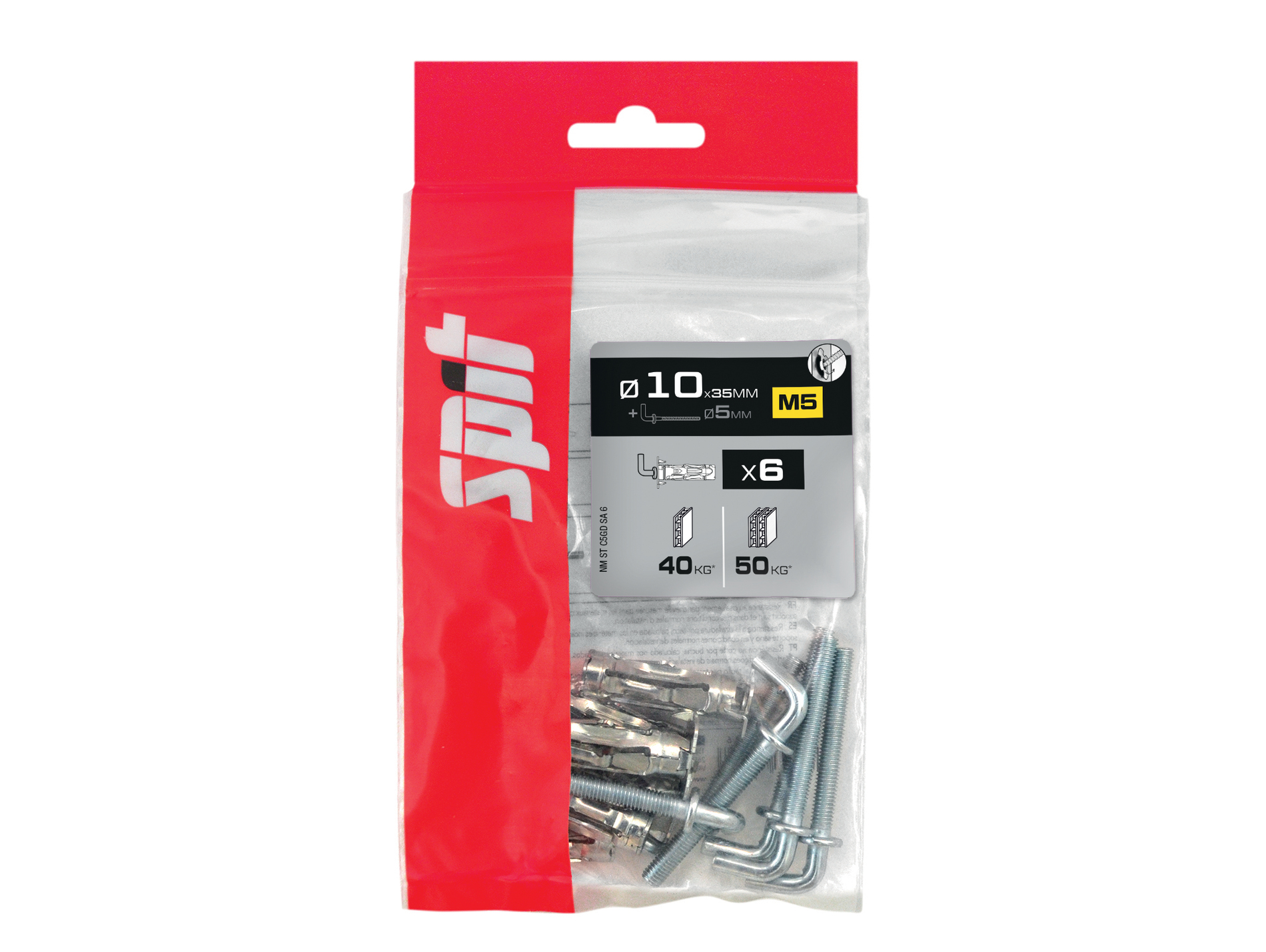 Cheville métal SPIT Stellix 10x35mm avec gonds Ø5mm x6