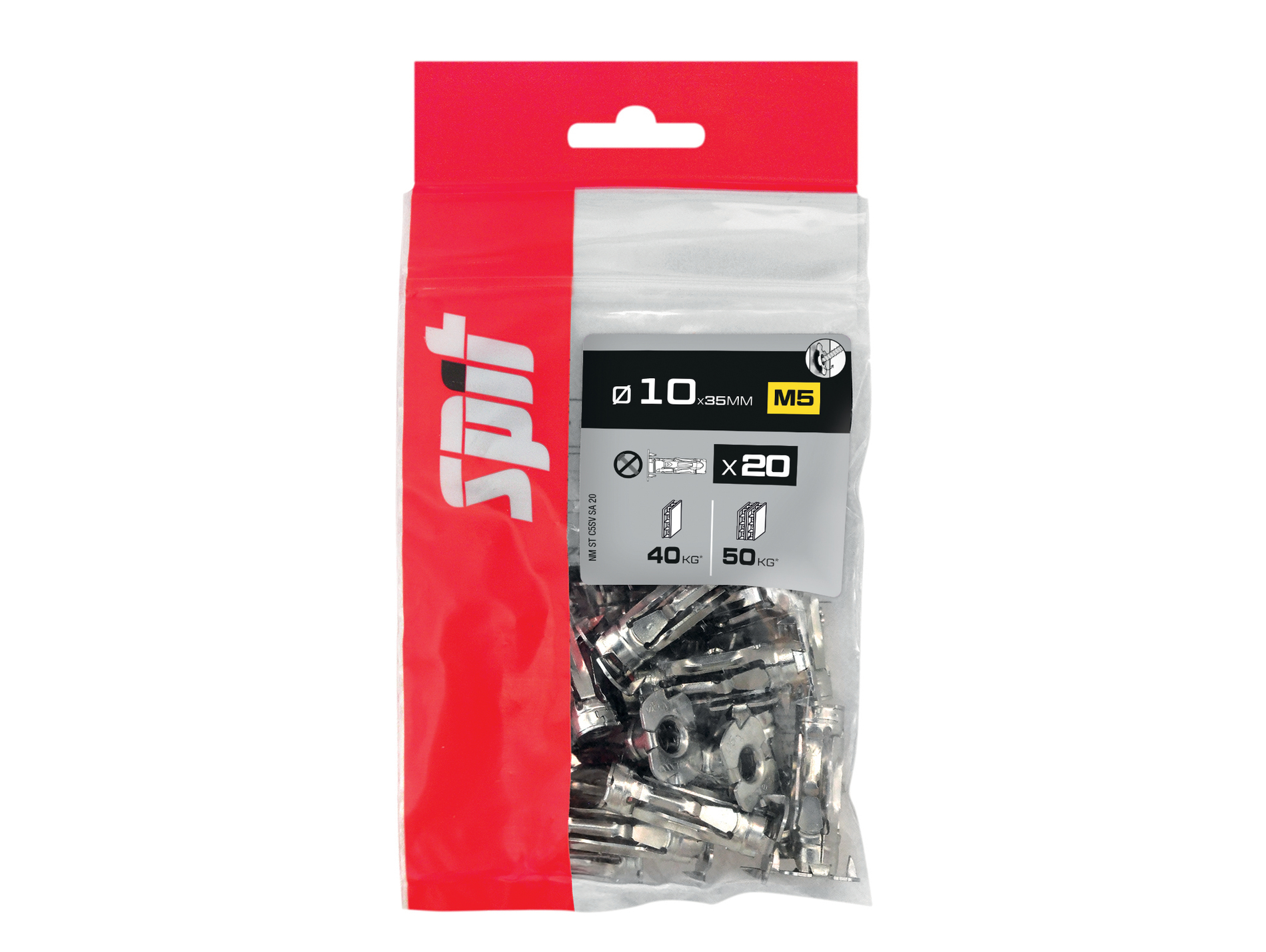 Cheville métal SPIT Stellix 10x35mm sans vis x20