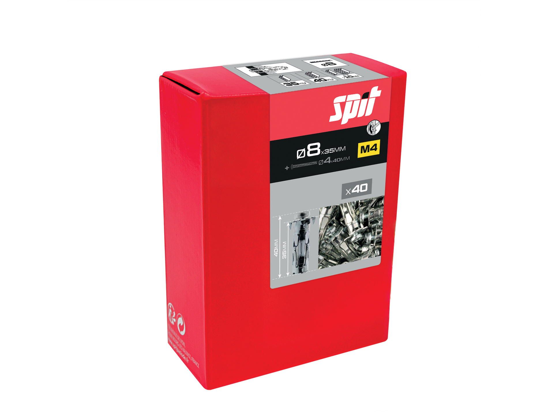 Cheville métal SPIT Stellix 8x35mm avec TR 4x40mm x40
