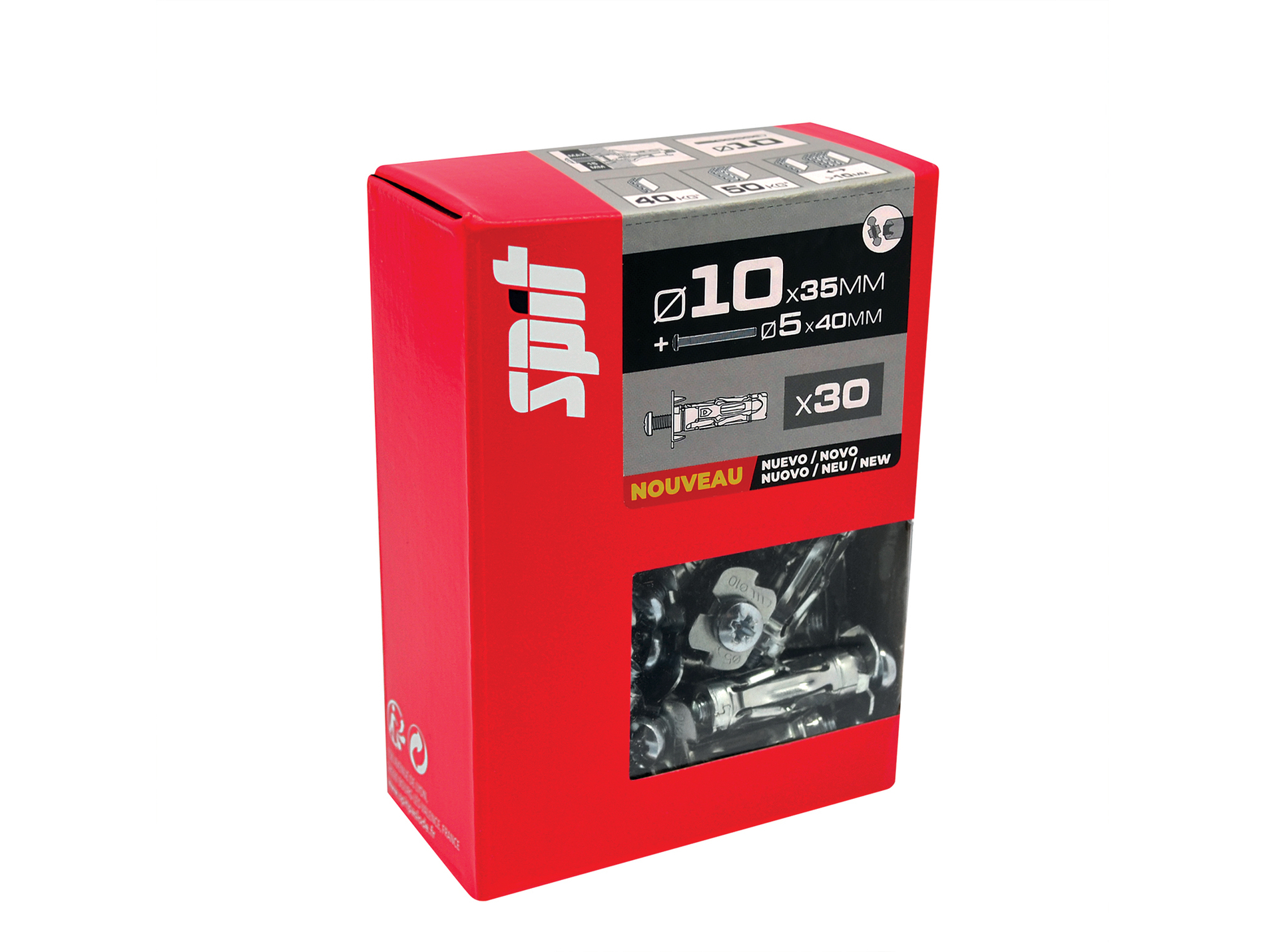 Cheville métal SPIT Stellix 10x35mm avec TR 5x40mm x30