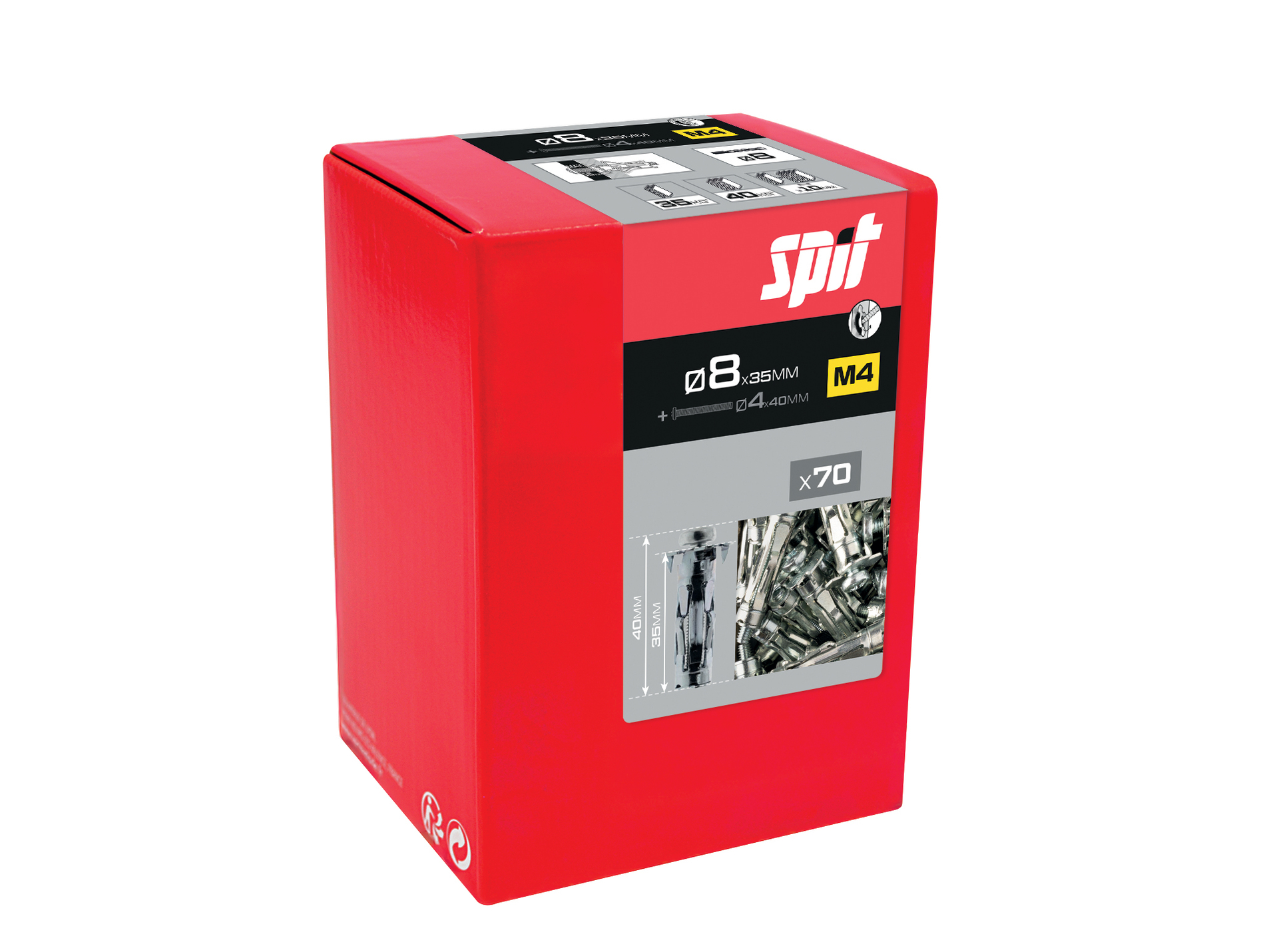 Cheville métal SPIT Stellix 8x35mm avec TR 4x40mm x70