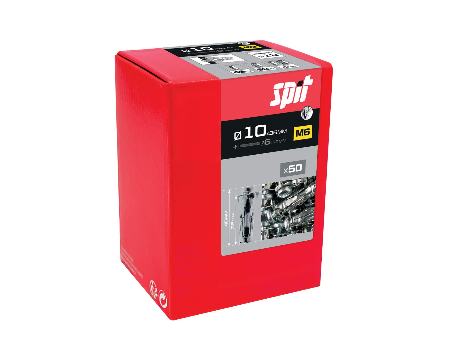 Cheville métal SPIT Stellix 10x35mm avec TR 6x40mm x50