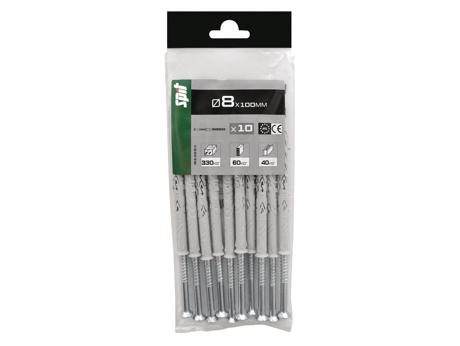 Chevilles traversantes avec vis TF SPIT Ø8mm L.100mm x10