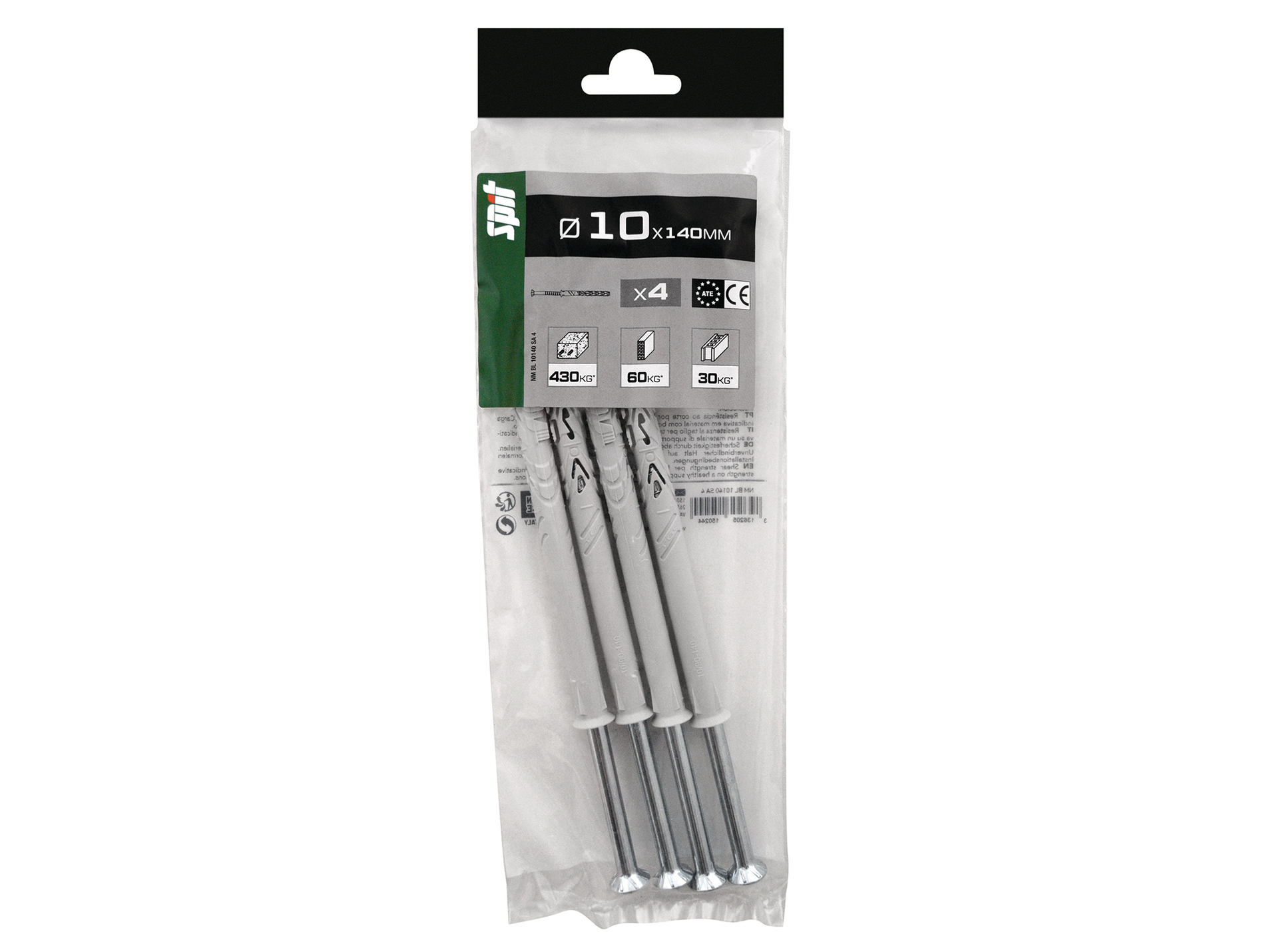 Chevilles traversantes avec vis TF SPIT Ø10mm L.140mm x4