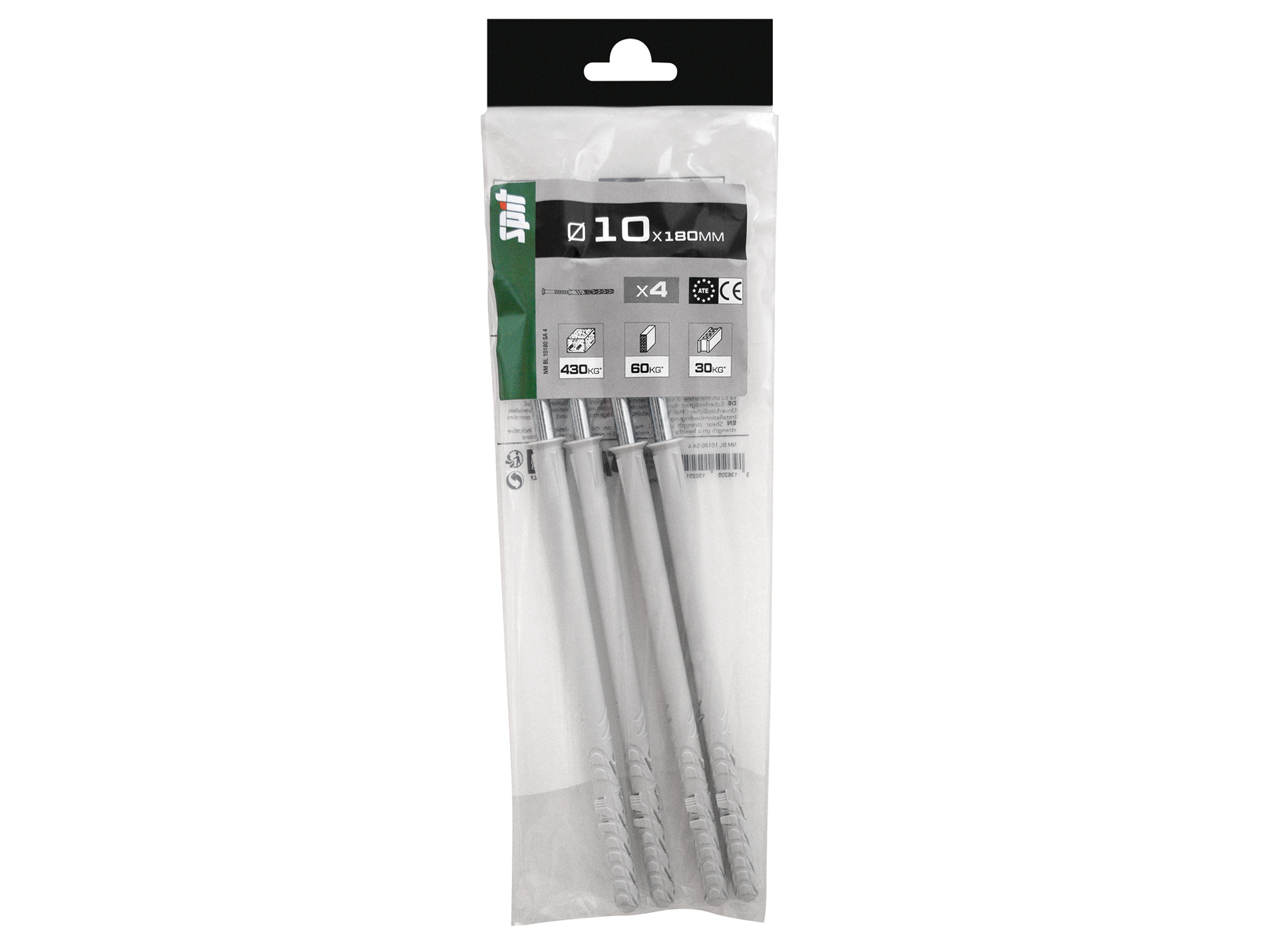 Chevilles traversantes avec vis TF SPIT Ø10mm L.180mm x4