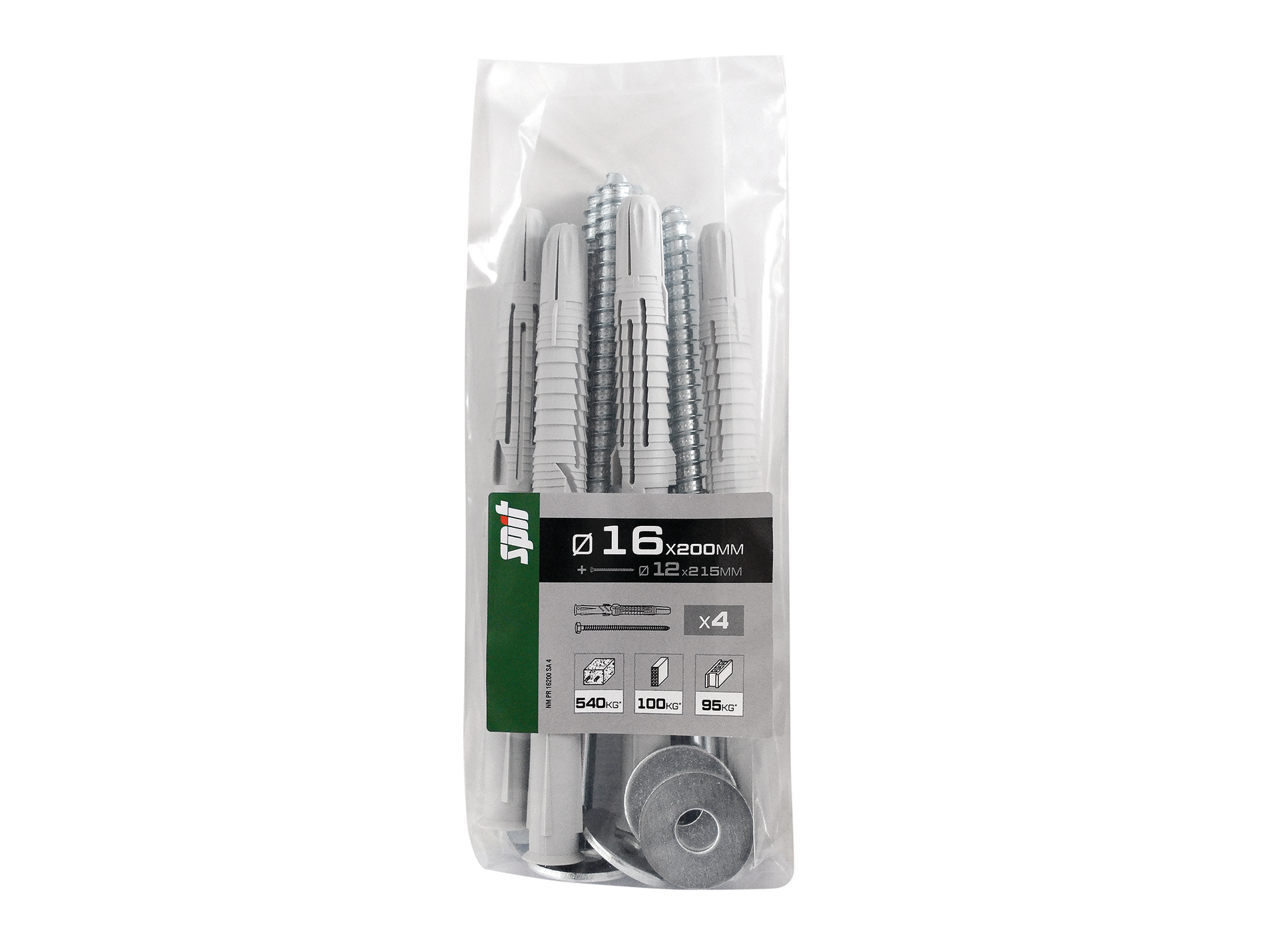 Chevilles à expansion avec vis TH Ø12mm SPIT Ø16mm L.200mm x4
