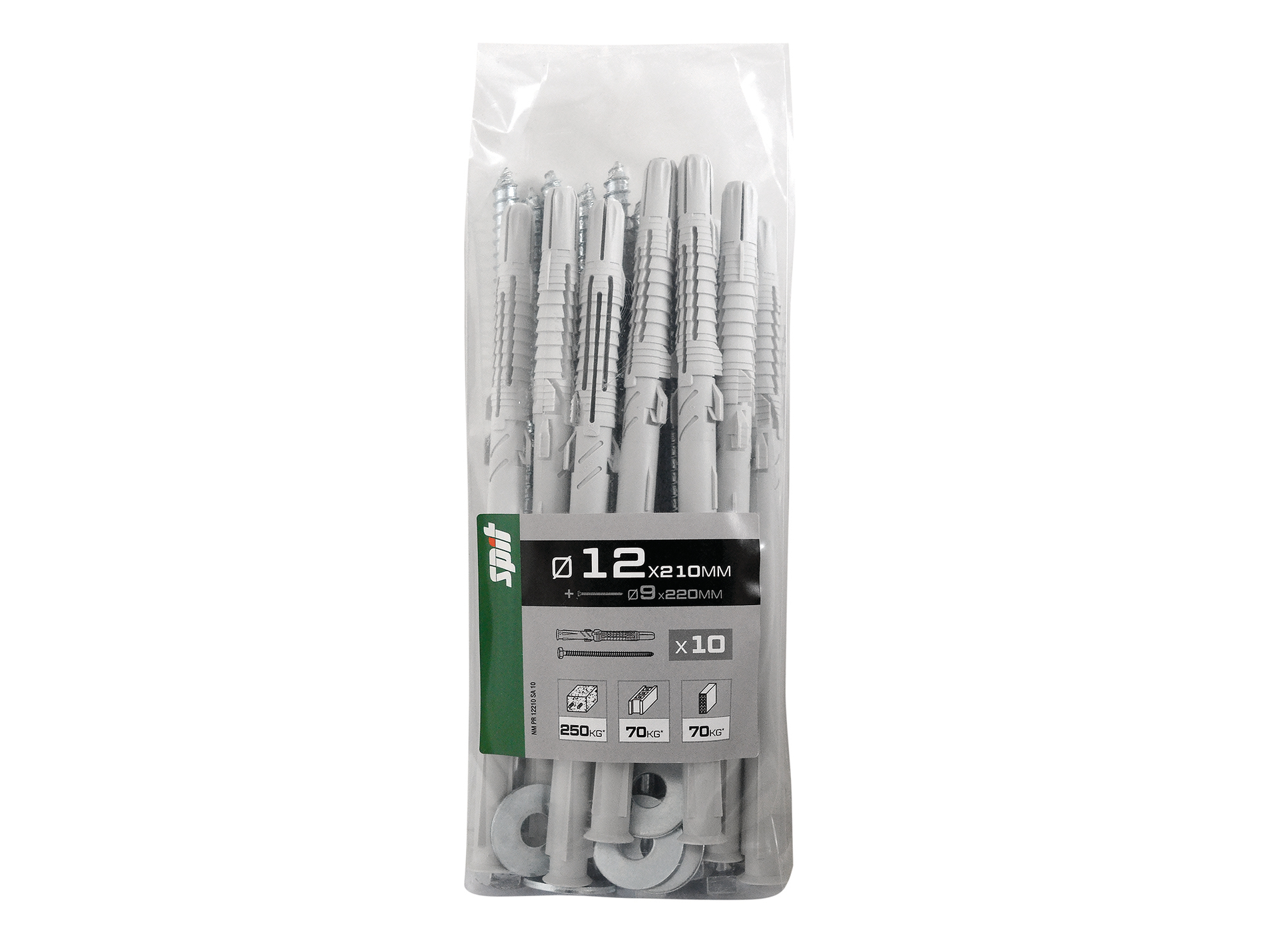Chevilles à expansion avec vis TH Ø9mm SPIT Ø12mm L.210mm x10