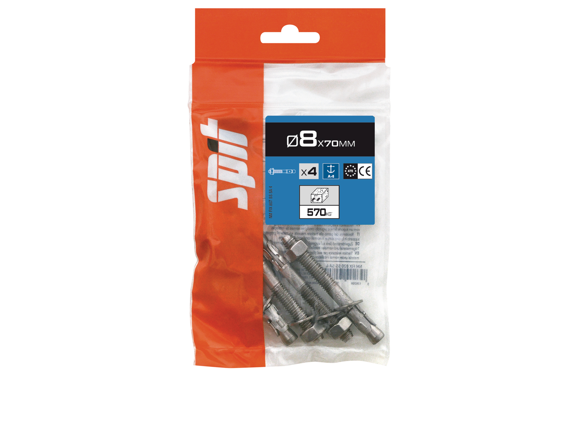 Goujons d'ancrage A4 SPIT Ø8mm L.70mm x4