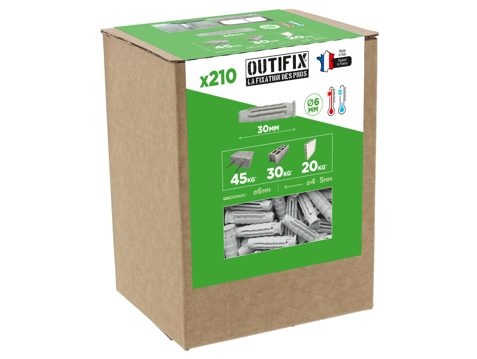 Chevilles nylon Ø6 L30mm x210