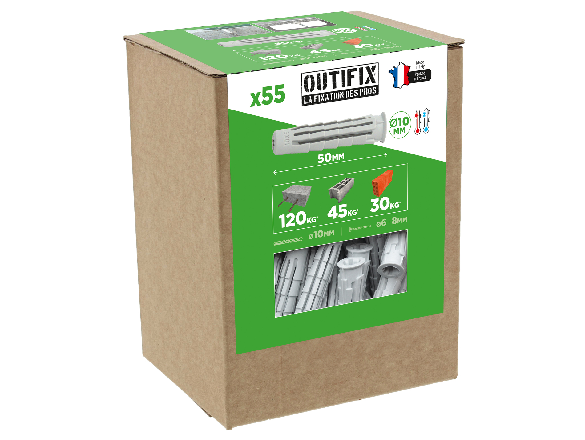 Chevilles nylon Ø10 L50mm x55