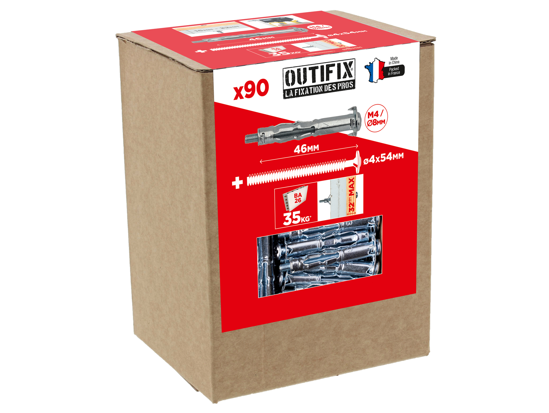 Chevilles métal à expansion Ø4 L46mm x90