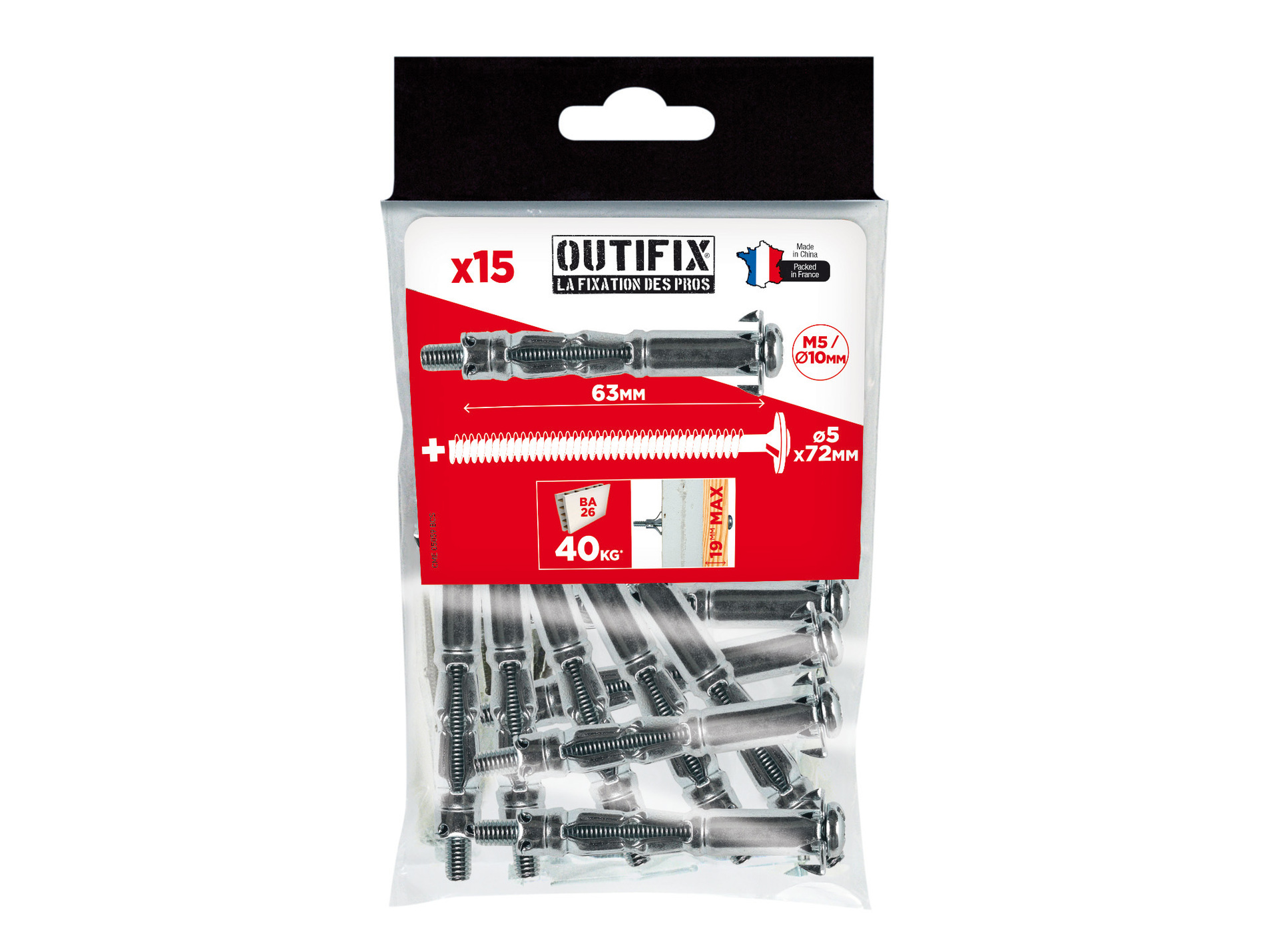 Chevilles métal à expansion Ø5 L59mm x15