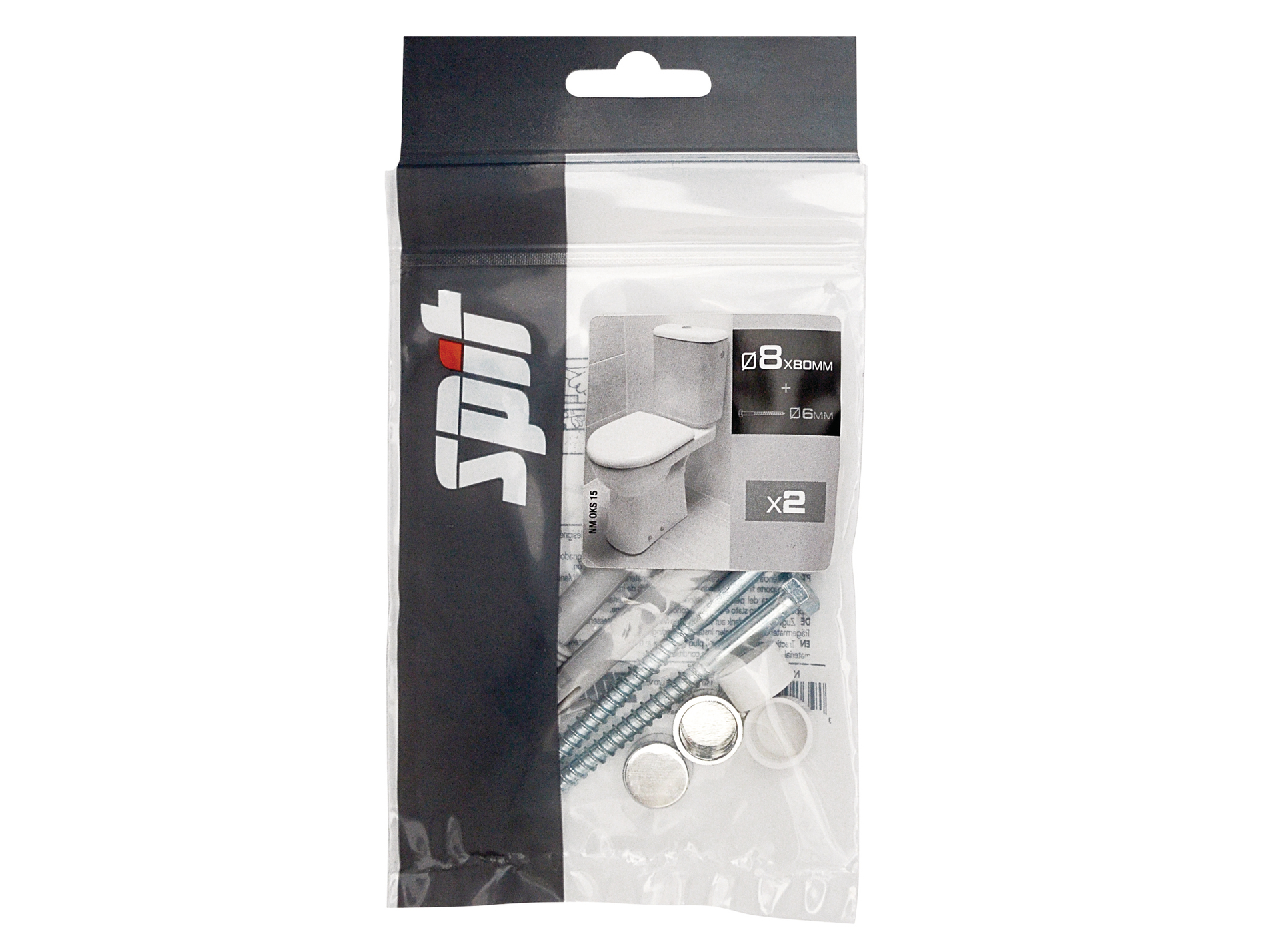 Kit complet de fixation pour wc SPIT Ø8mm L.80mm x2