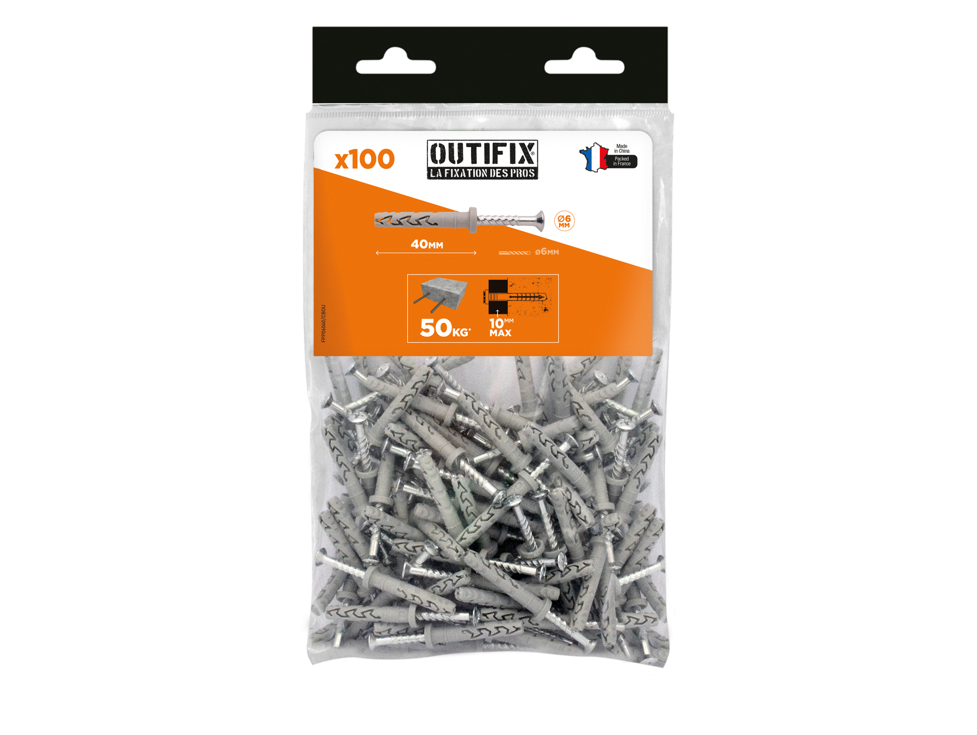 Chevilles à frapper avec vis OUTIFIX Ø6mm L.40mm x100