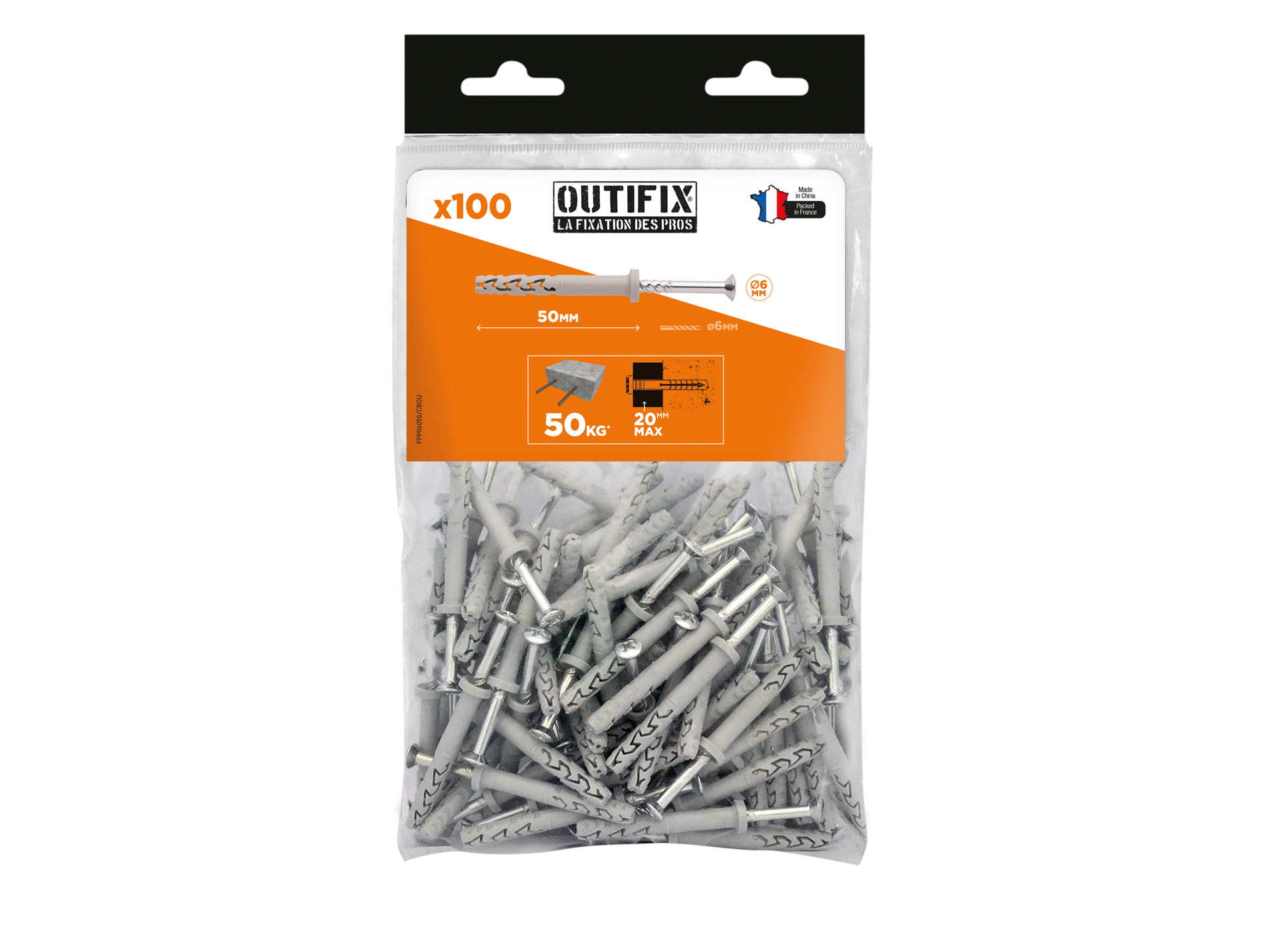 Chevilles à frapper avec vis OUTIFIX Ø6mm L.50mm x100