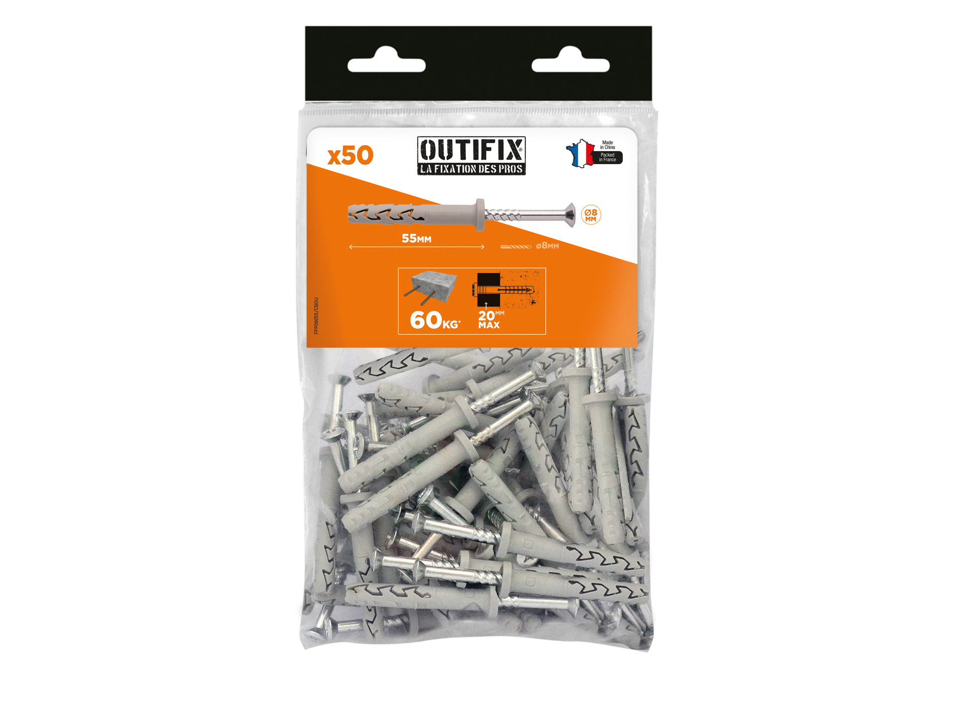 Chevilles à frapper avec vis OUTIFIX Ø8mm L.55mm x50