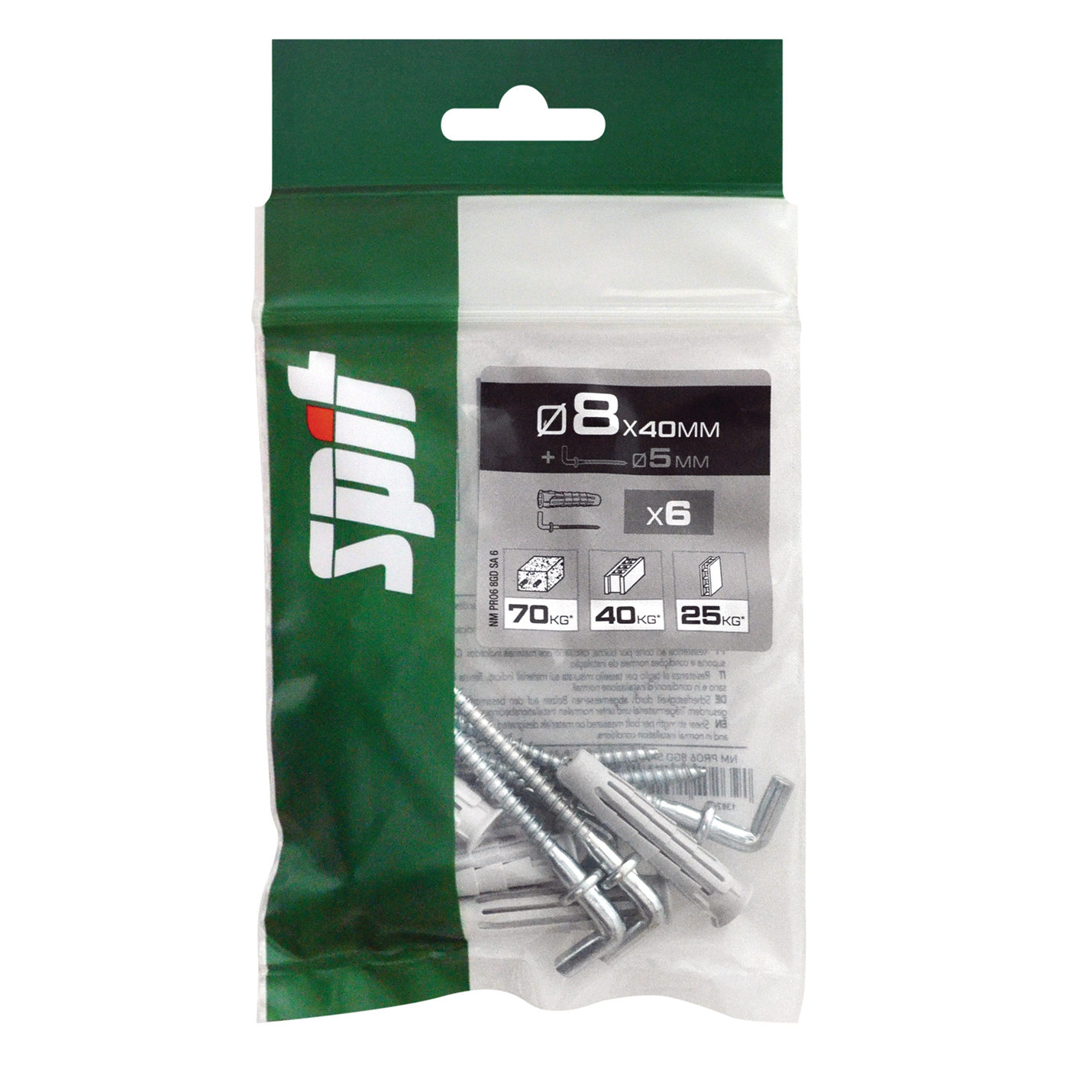 Cheville nylon SPIT Pro6 8x40mm avec gonds x6