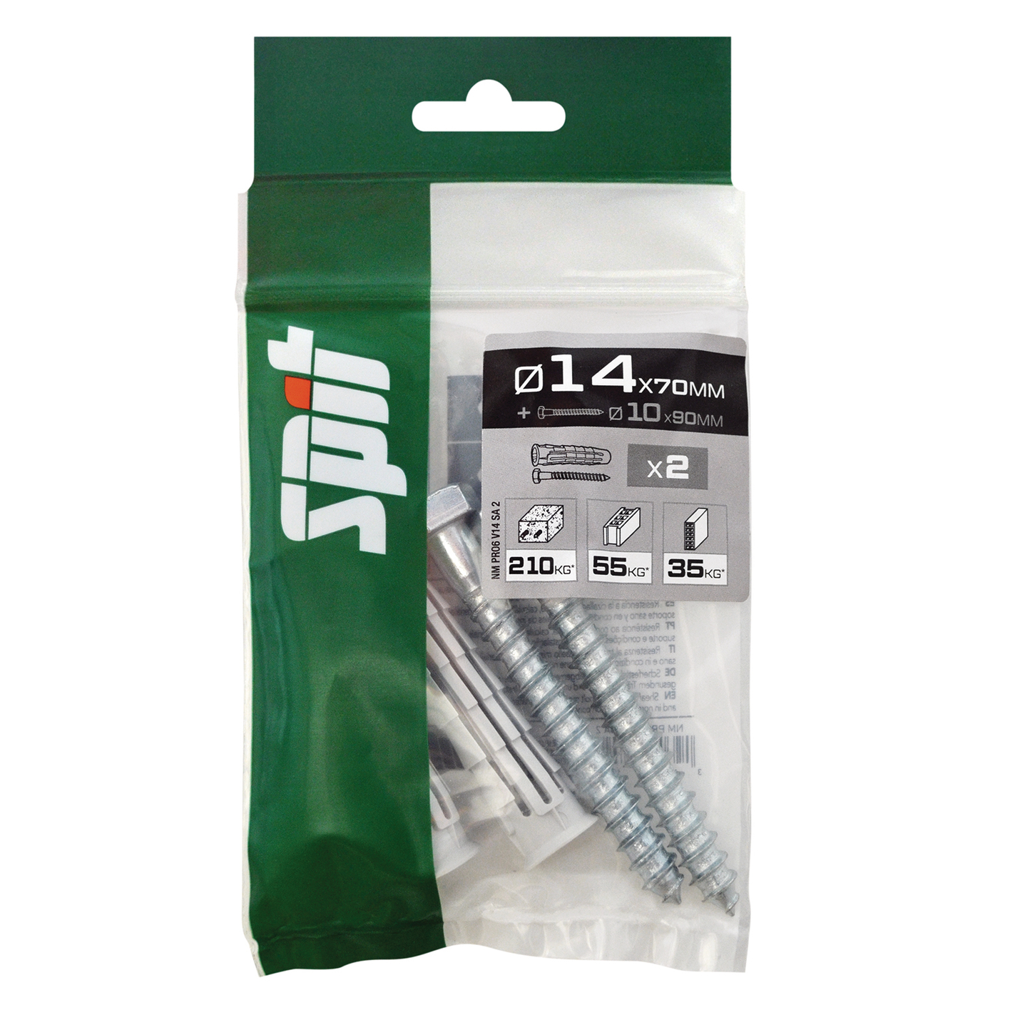 Cheville nylon SPIT Pro6 14x70mm avec tirefond 10x90mm x2