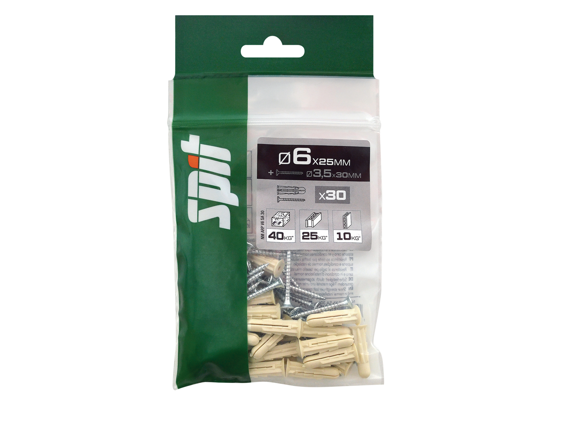 Cheville SPIT ARPON 6x25mm avec vis TF 3/5x30mm x30