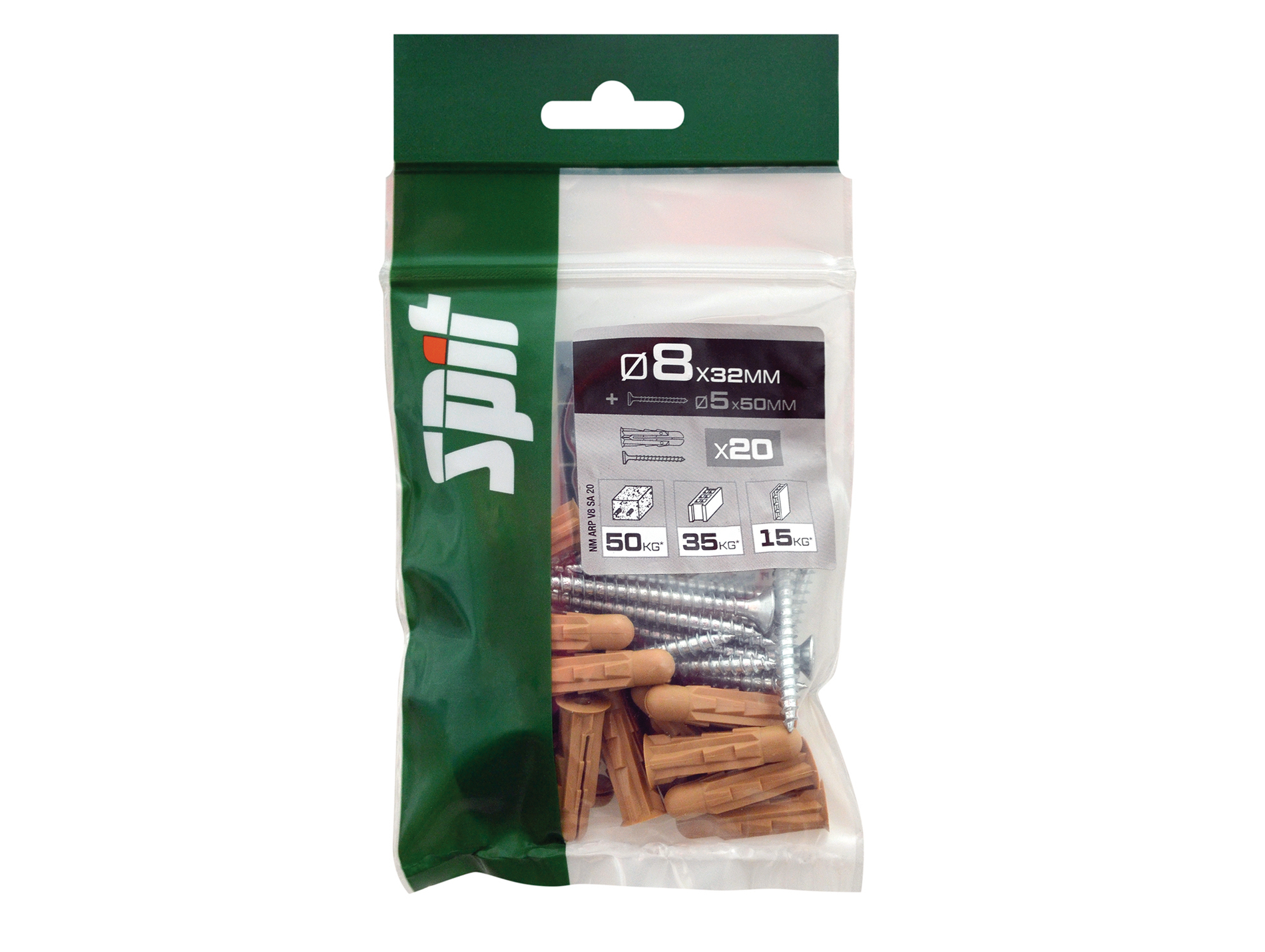 Cheville SPIT ARPON 8x32mm avec vis TF 5x50mm x20