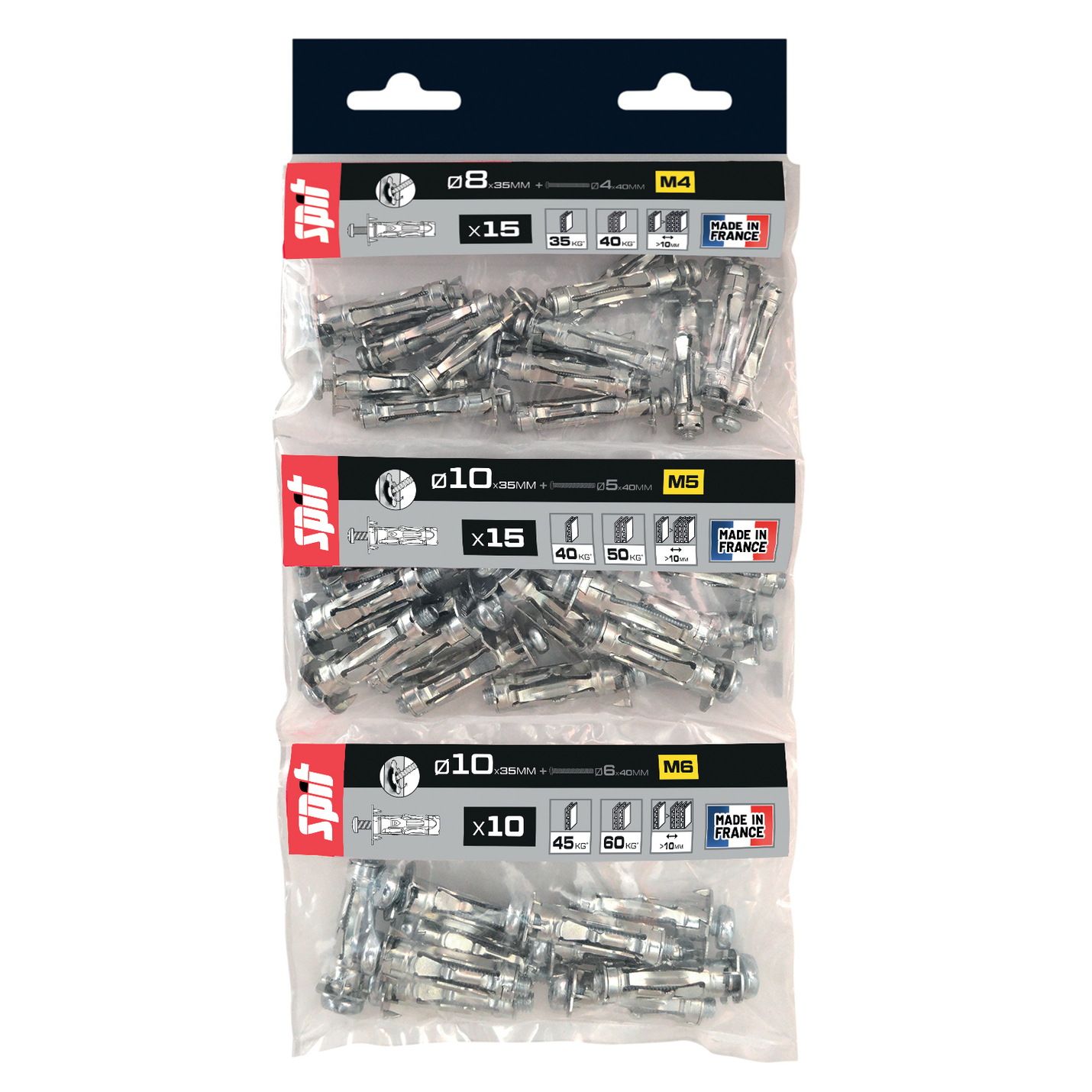 Chevilles à expansion SPIT 8mm et 10mm x40