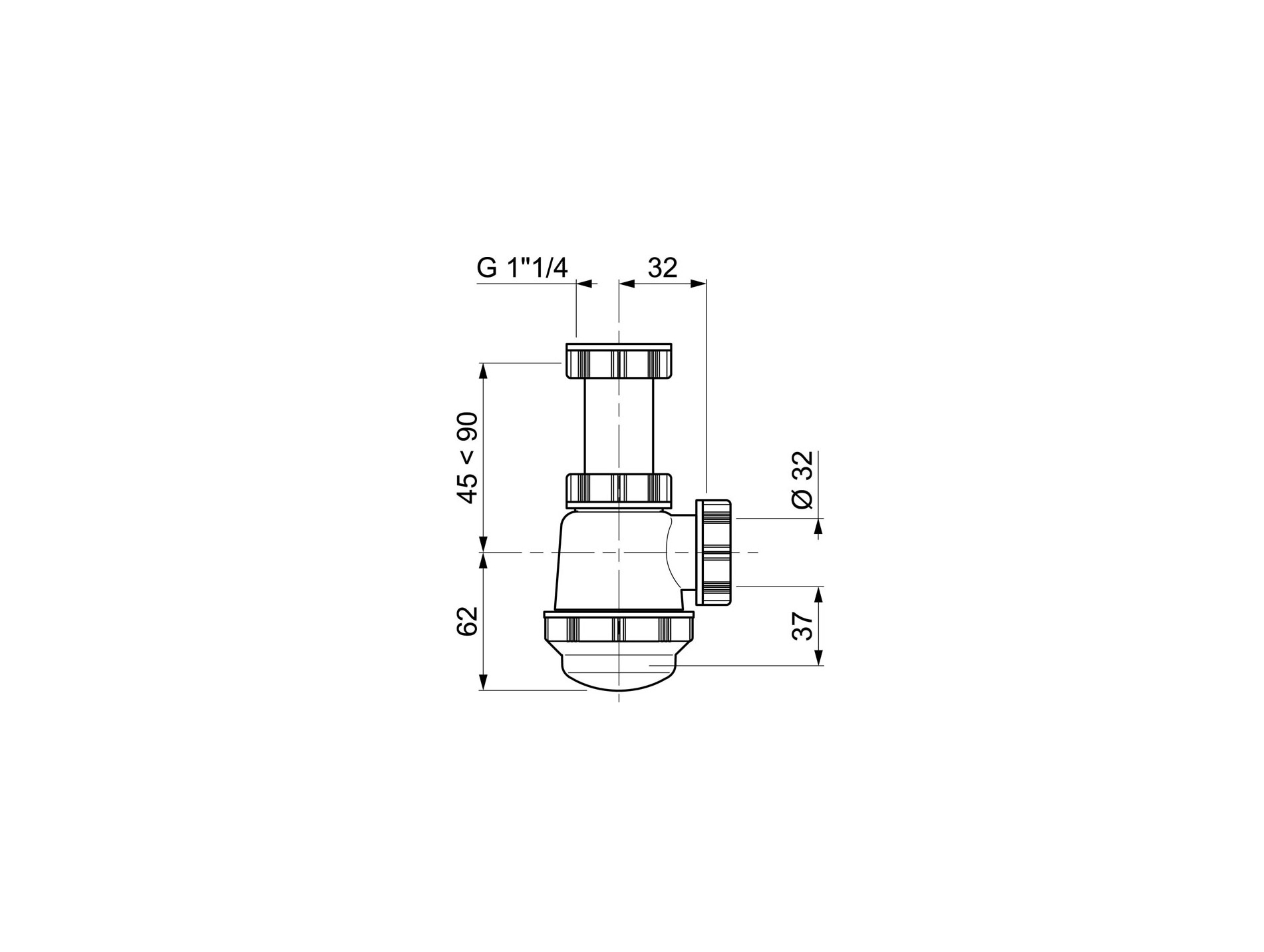 Siphon lavabo réglable culot court compact WIRQUIN Ø32mm