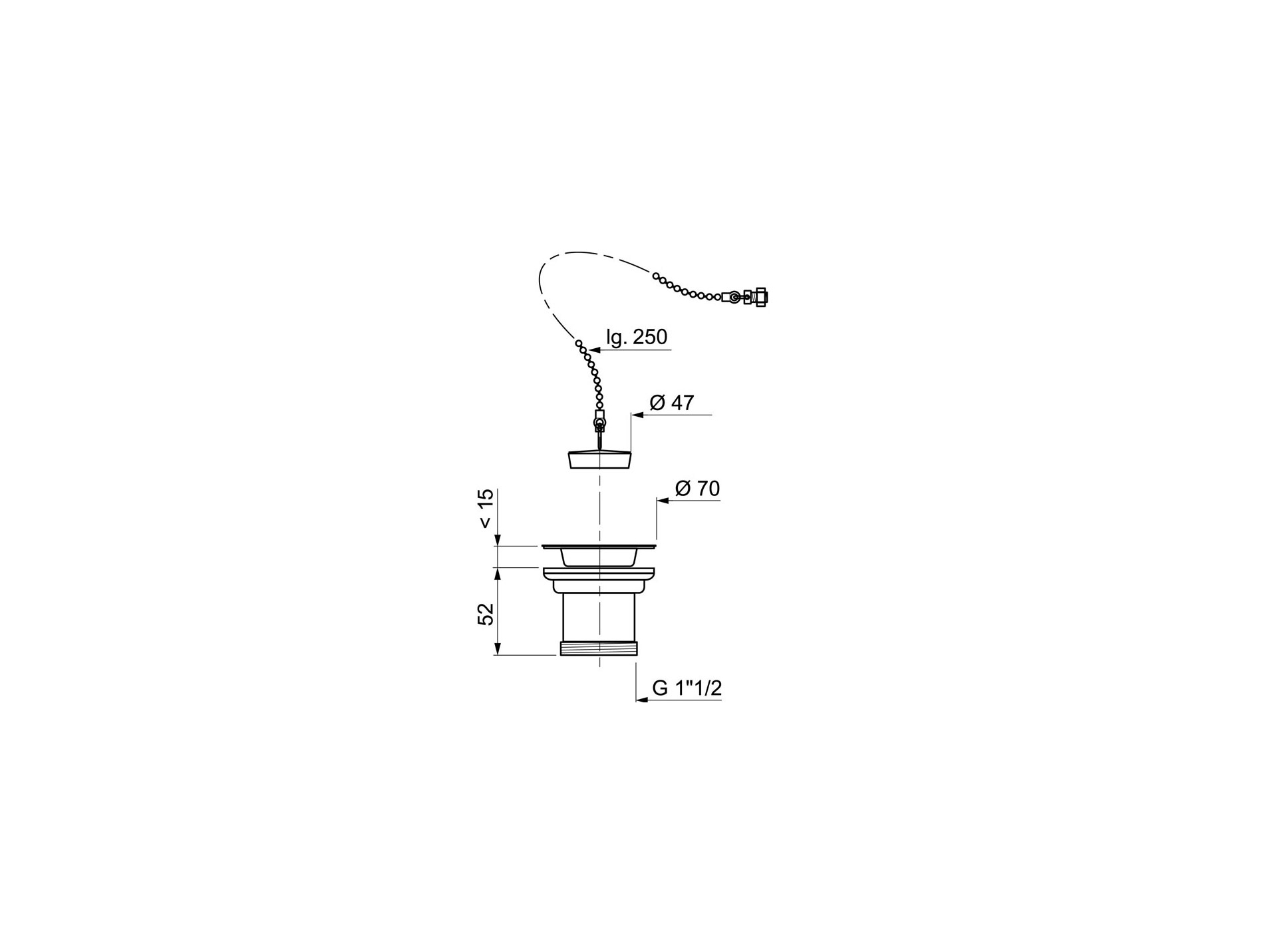 Bonde à bouchon pour évier inox WIRQUIN SP231 Ø50mm