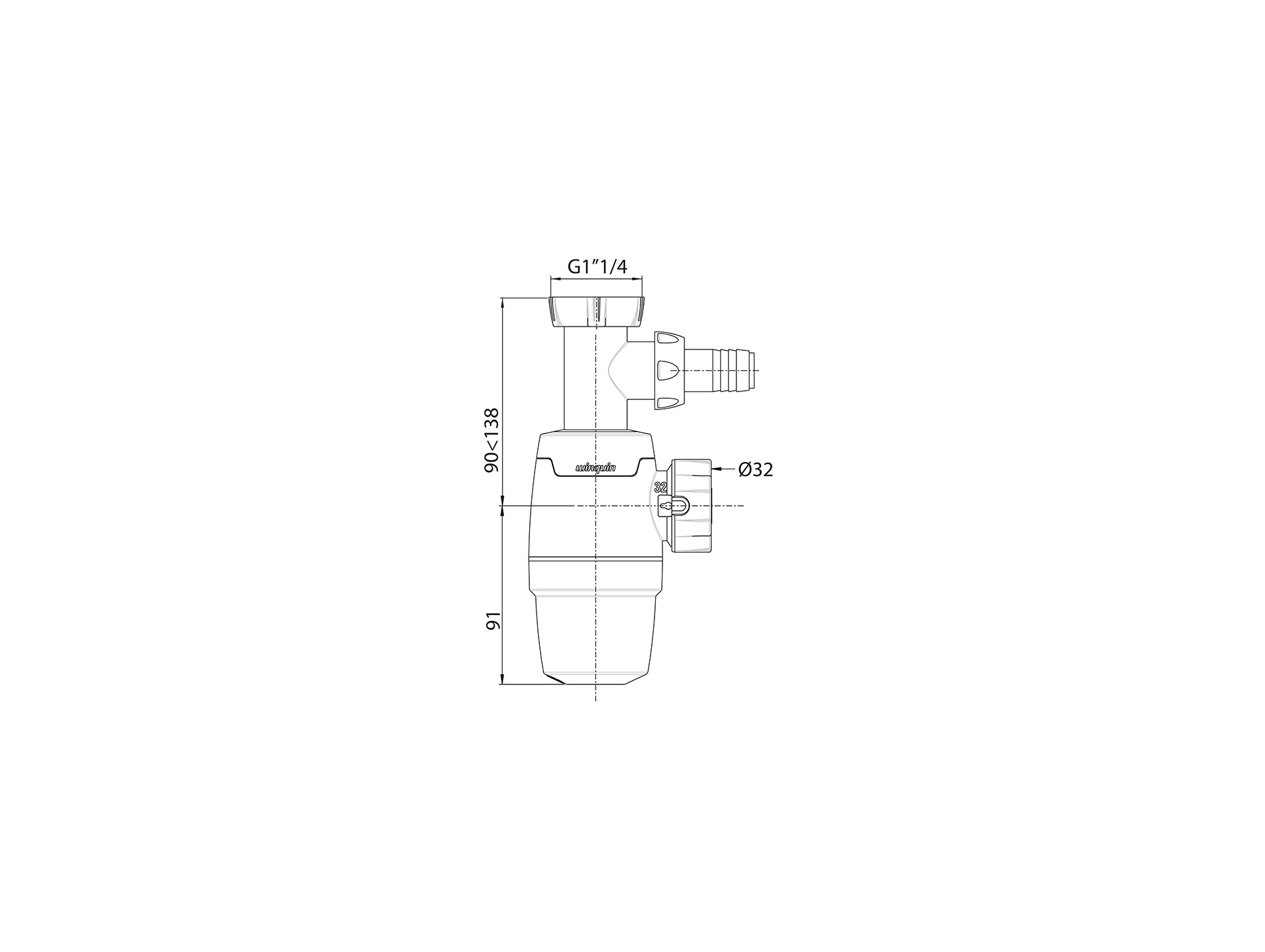 Siphon lavabo prise machine à laver WIRQUIN Neo Ø32mm