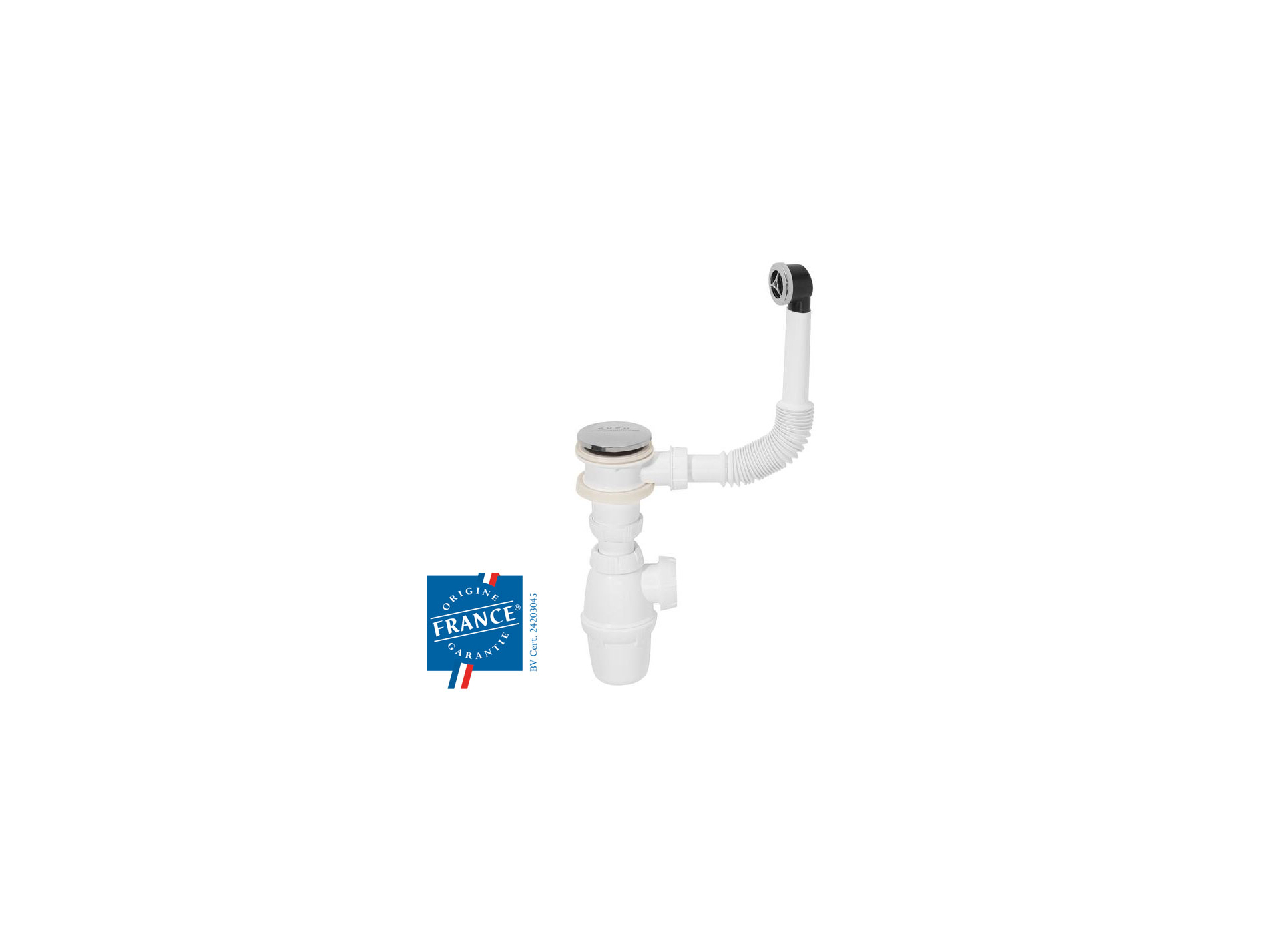 Ensemble lavabo WIRQUIN Quick-Clac chromé + trop-plein Ø32mm