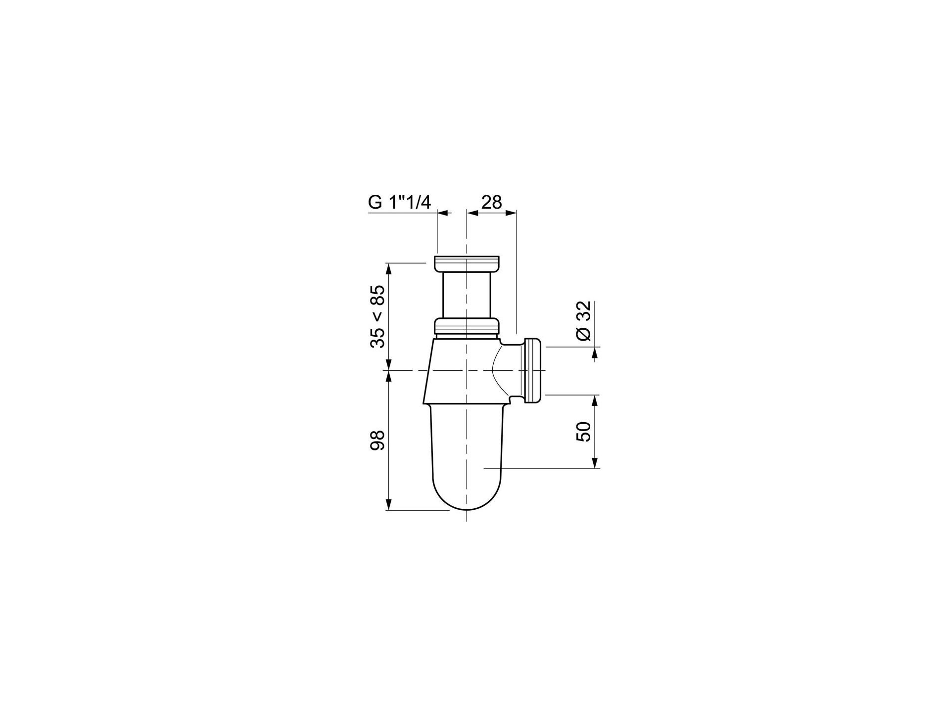 Siphon de lavabo réglable WIRQUIN SL210B laiton chromé Ø32mm
