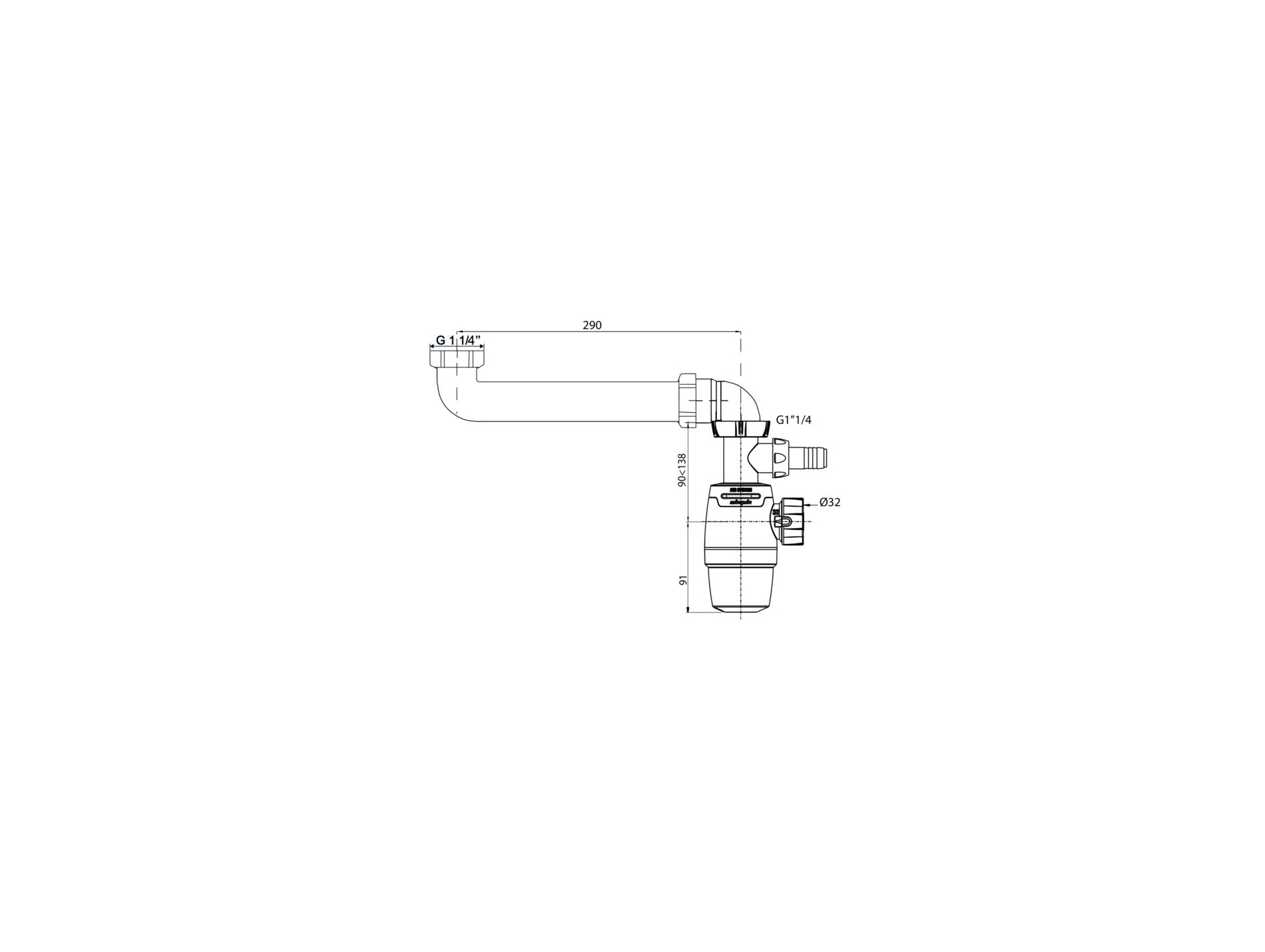 Siphon lavabo avec prise machine à laver WIRQUIN Neo Air