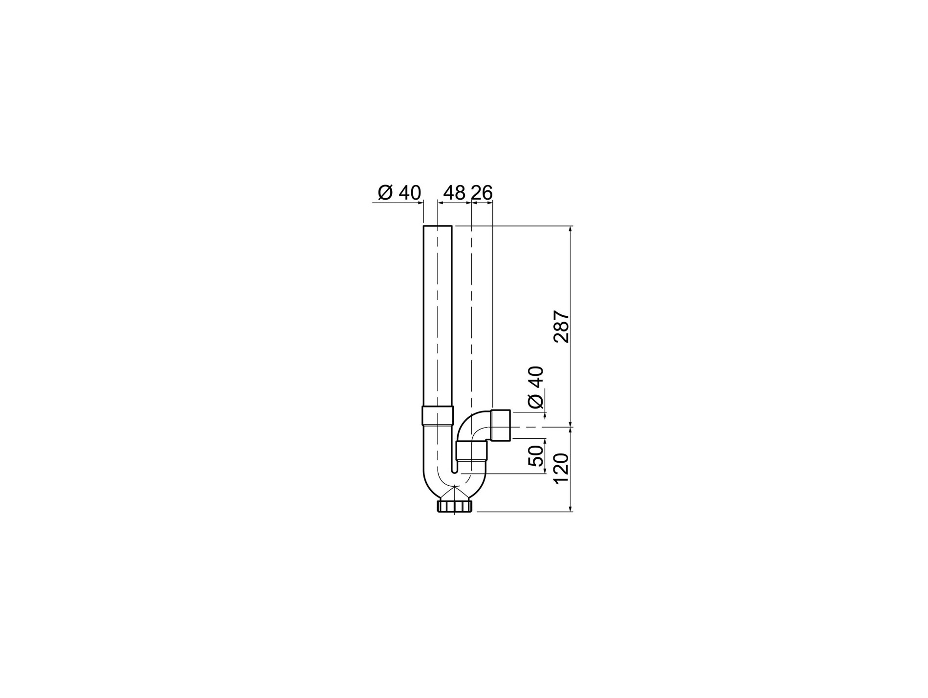 Siphon de machine à laver avec sortie horizontale WIRQUIN