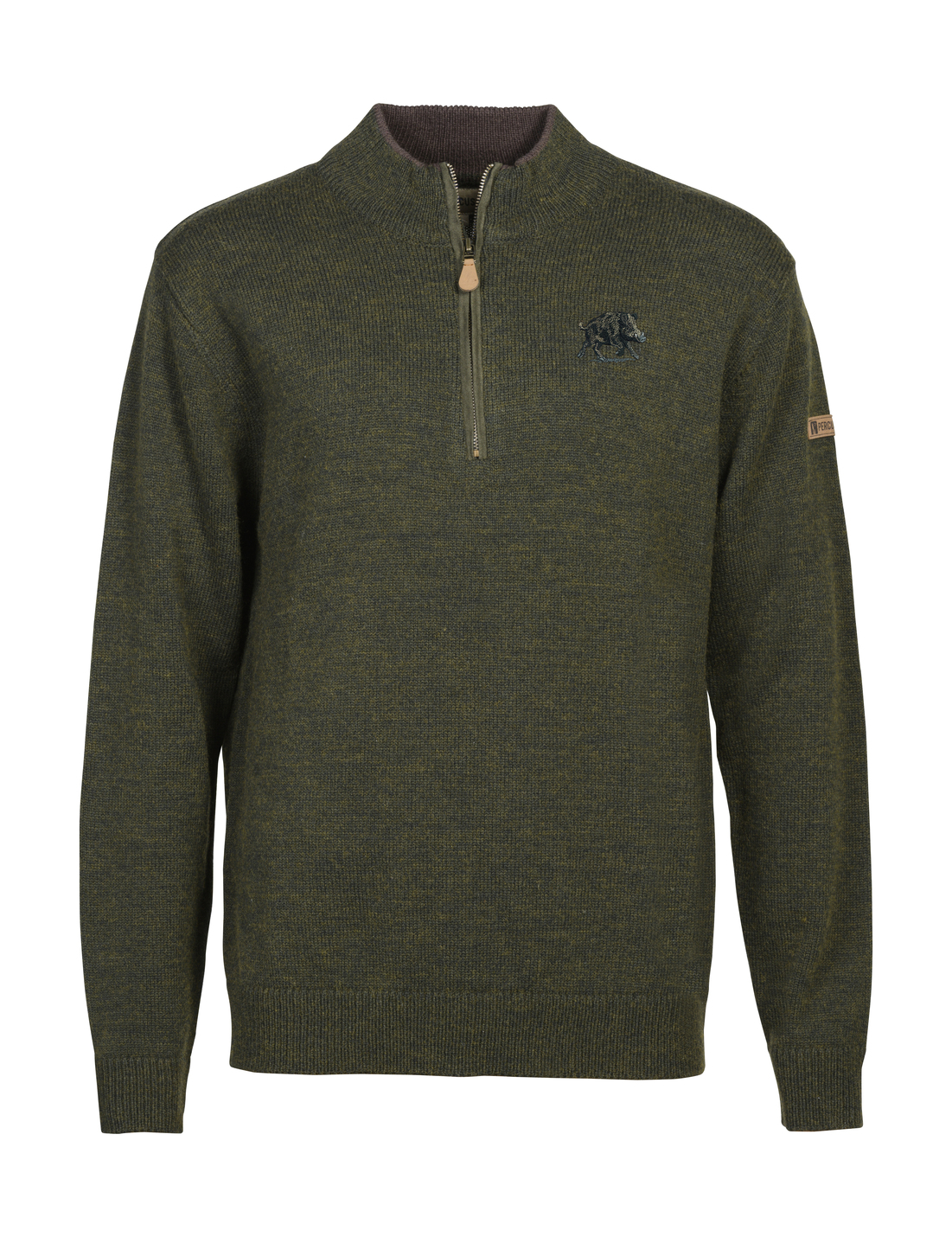 Pull PERCUSSION Islande laine homme kaki Sanglier