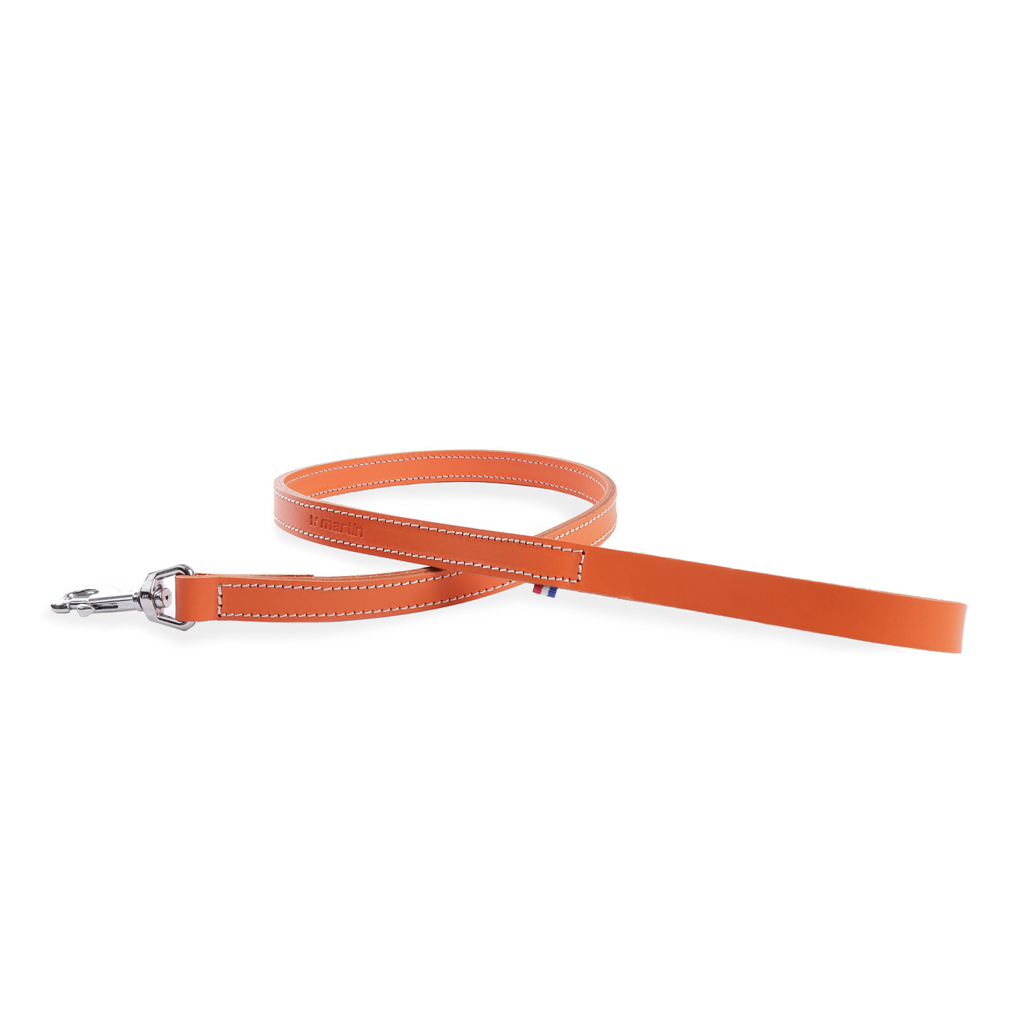 Laisse cuir 107 MARTIN SELLIER orange 2cm 100cm